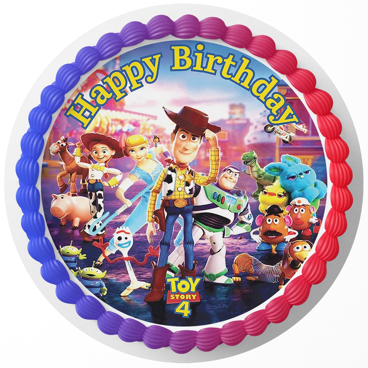 Toys 4 Woody Buzz and Friends Round – Icing Sheet Birthday - Personalized Edible Cake Topper | Custom Icing Sheet | Birthday Cake Decoration