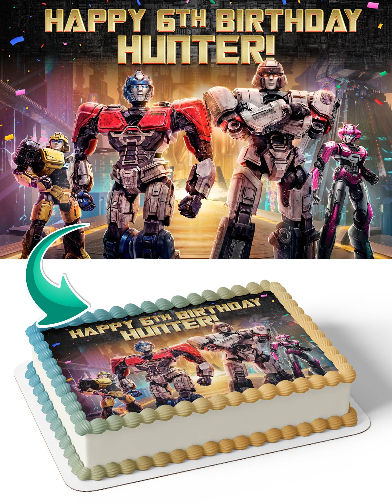 Transbots One Orion Pax Megatron Edible Cake Topper
