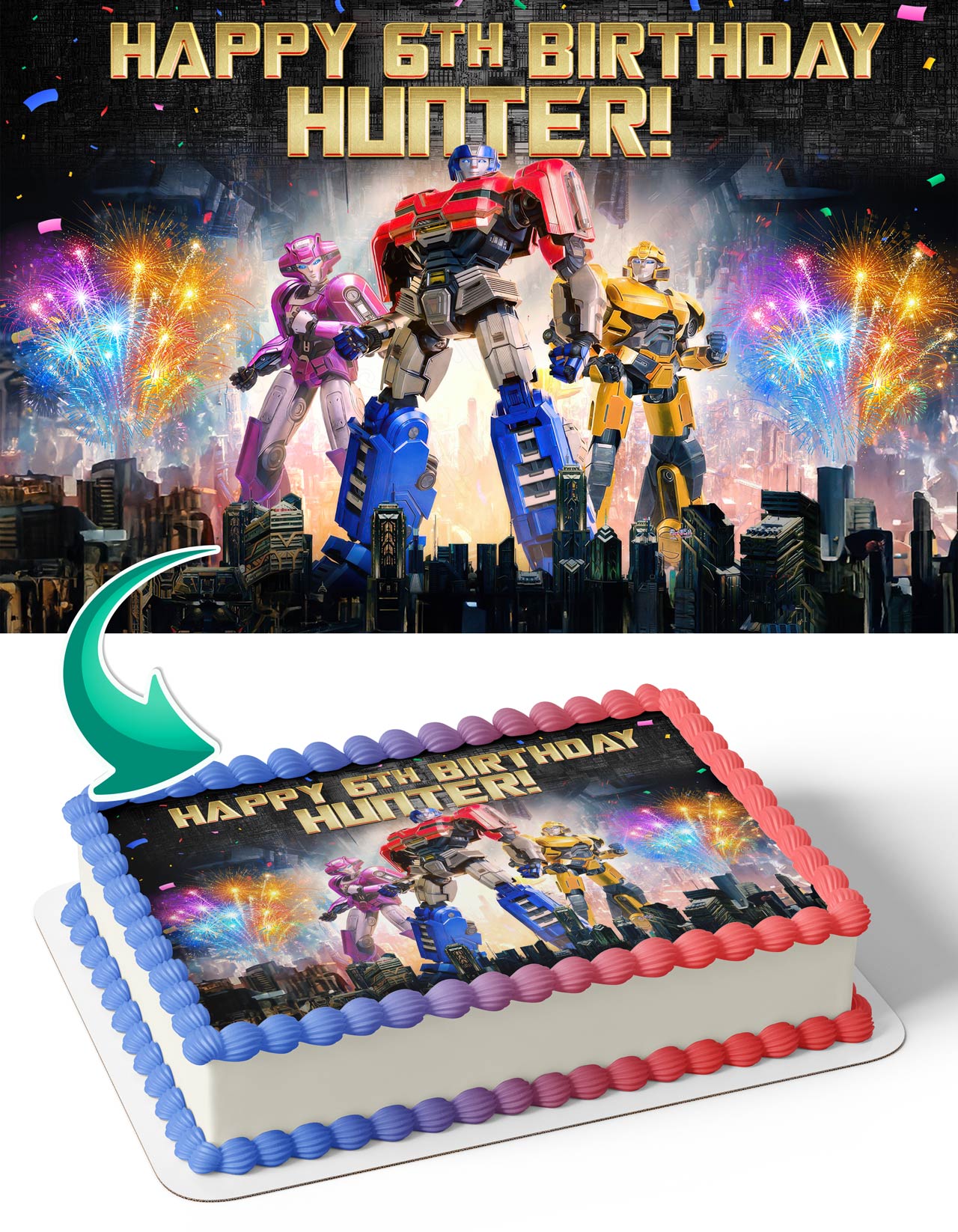 Transbots One Orion Pax Megatron MTO Edible Cake Topper
