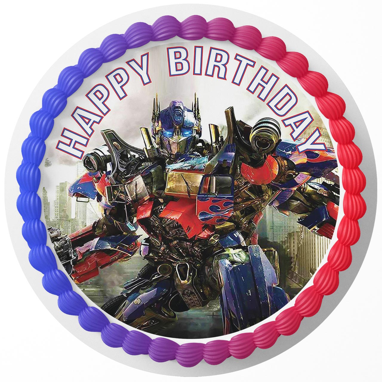 Transbots Optimus Prime Hasbro Round – Icing Sheet Birthday - Personalized Edible Cake Topper | Custom Icing Sheet | Birthday Cake Decoration