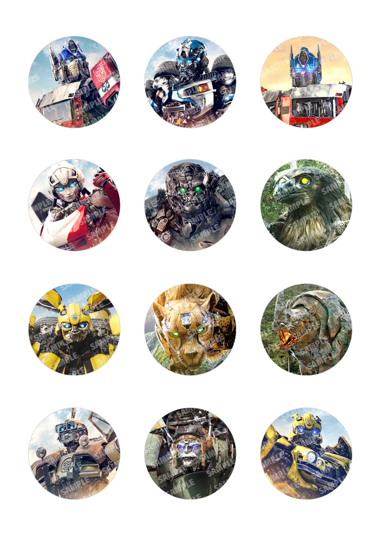 Tranformers Rise of the Beasts Edible Cupcake Toppers – Round Ici - Edible Cake Topper | Icing Sheet | Birthday Cake Decoration