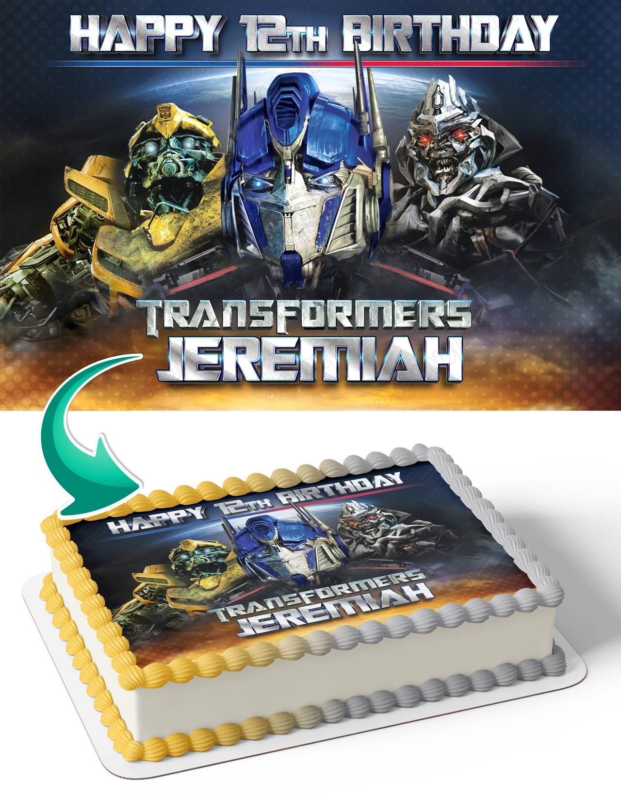 TransbotsBumblebee Optimus Prime Megatron Edible Cake Topper