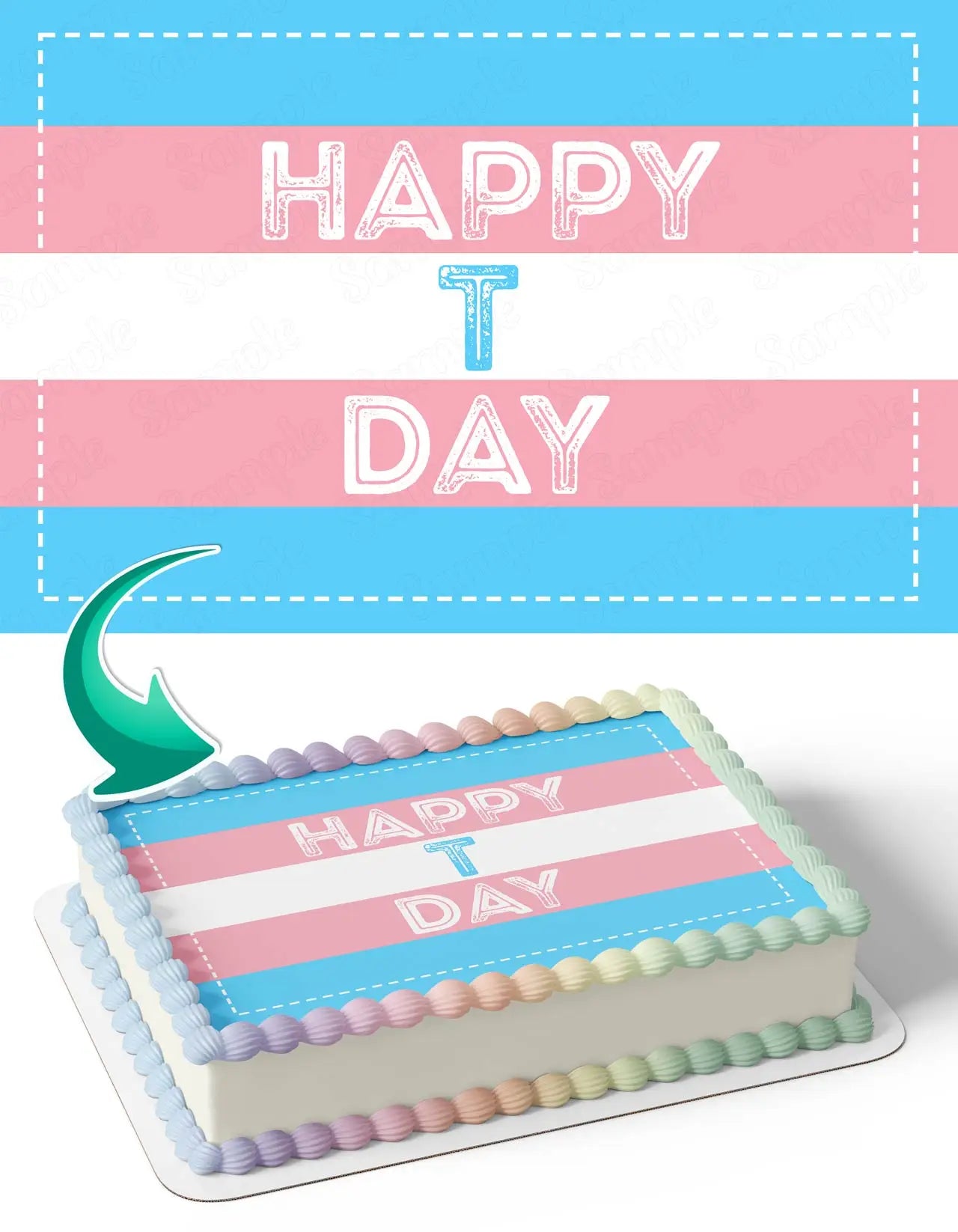 Transgender Flag Edible Cake Topper