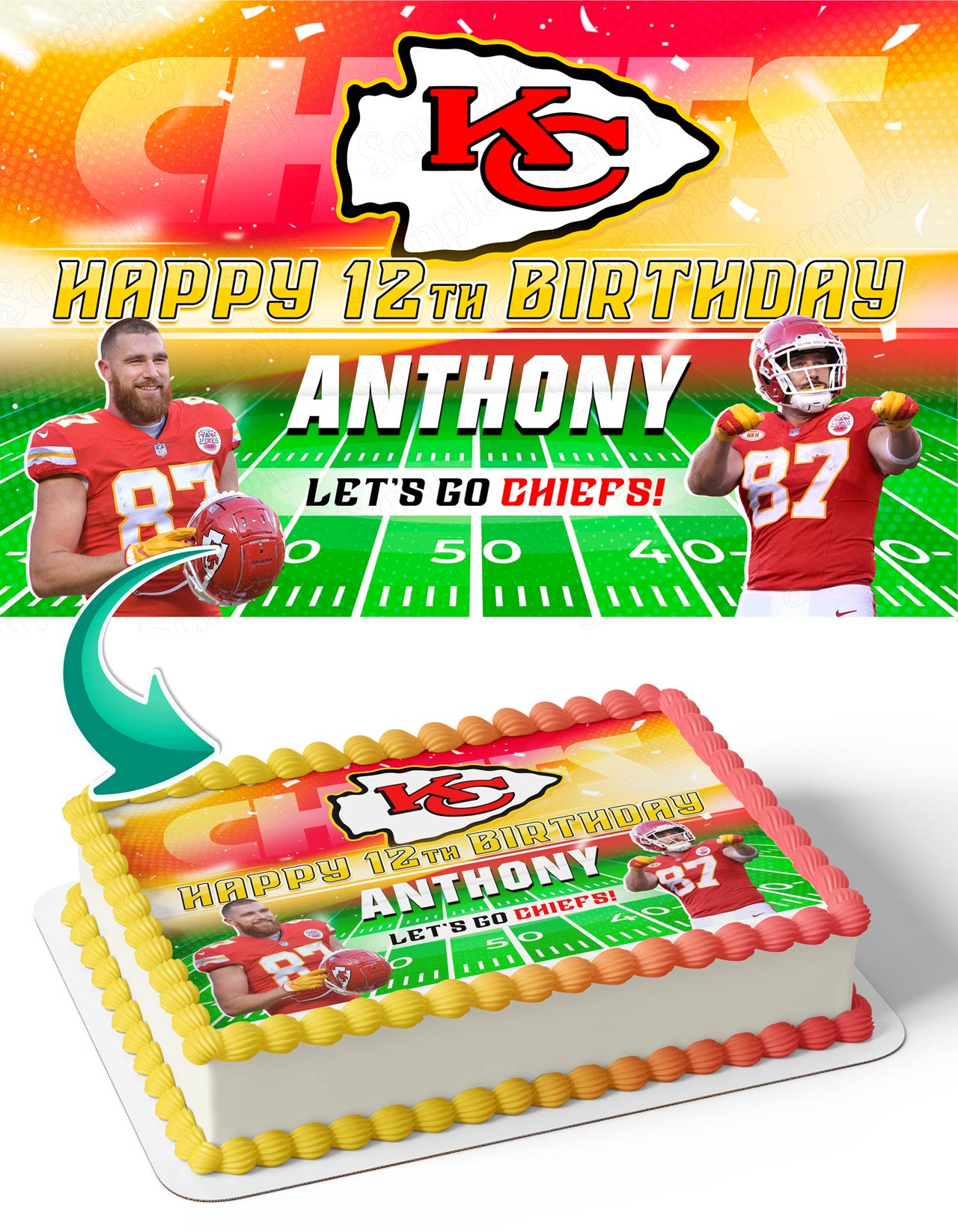 Travis Kelce Kansas City Chiefs Edible Cake Topper