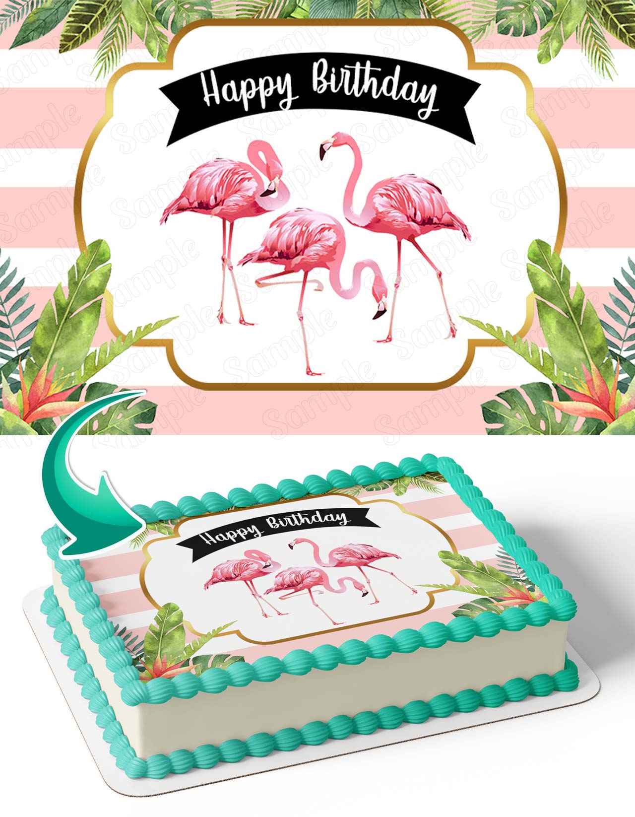 Tropical Flamingo Birds TFB Edible Cake Topper