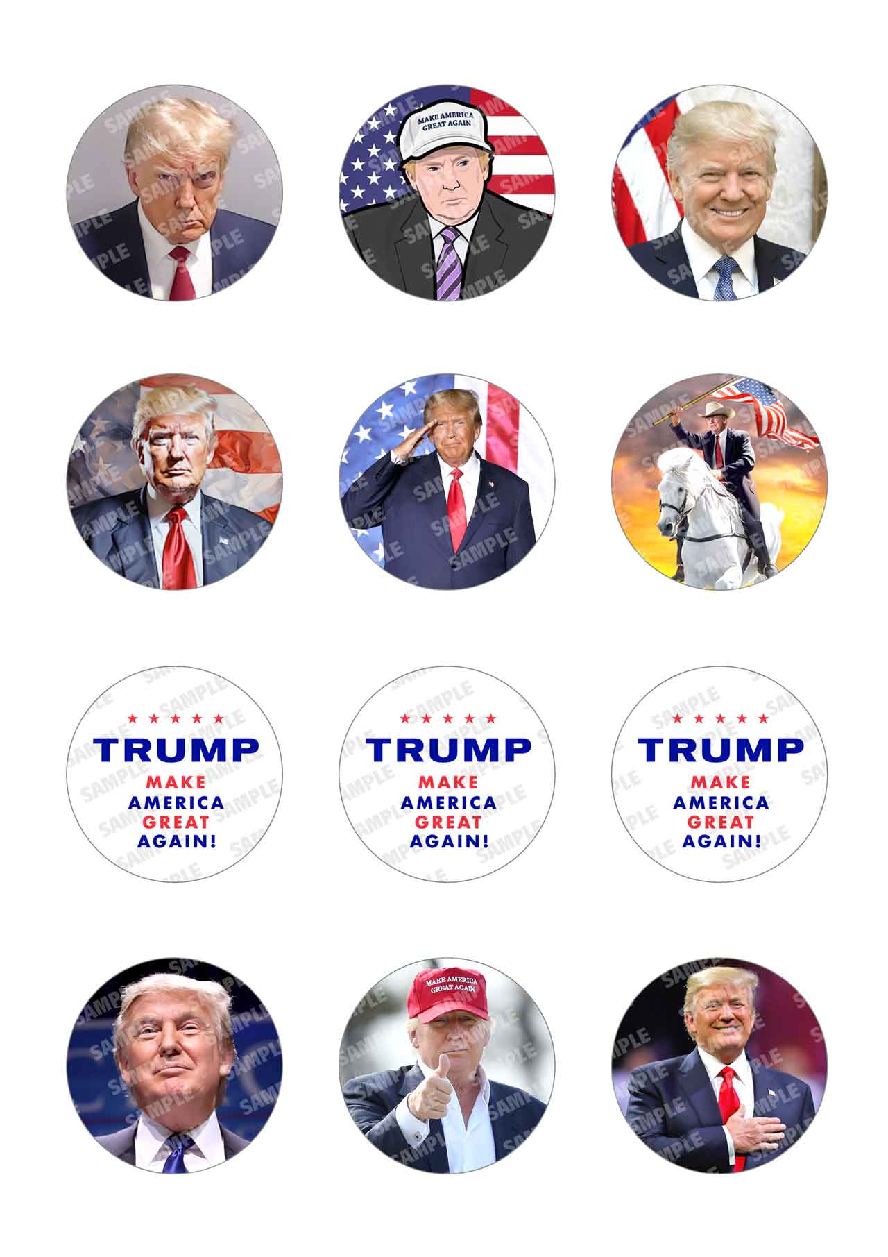 Trump Edible Cupcake Toppers – Round Icing Sheet Birthday Party - Edible Cake Topper | Icing Sheet | Birthday Cake Decoration