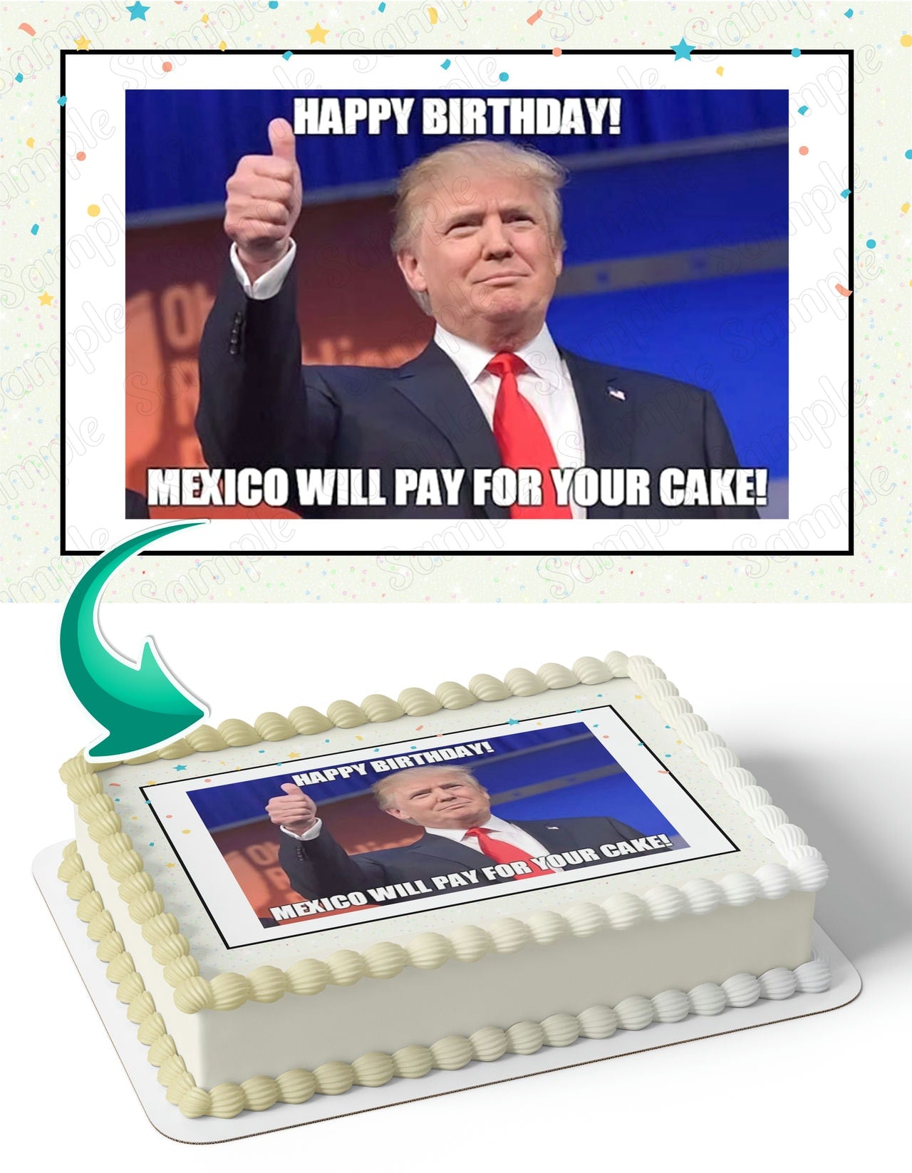 Trump Meme M4 Edible Cake Topper