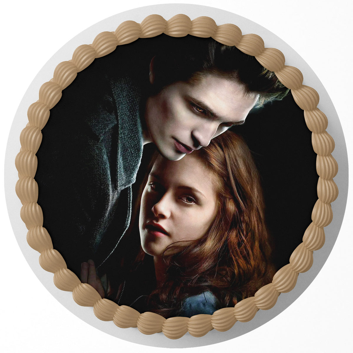 Twilight Edward Cullen Bella Swan Edible Cake Topper Round Personalized Edible Cake Topper | Custom Icing Sheet | Birthday Cake Decoration