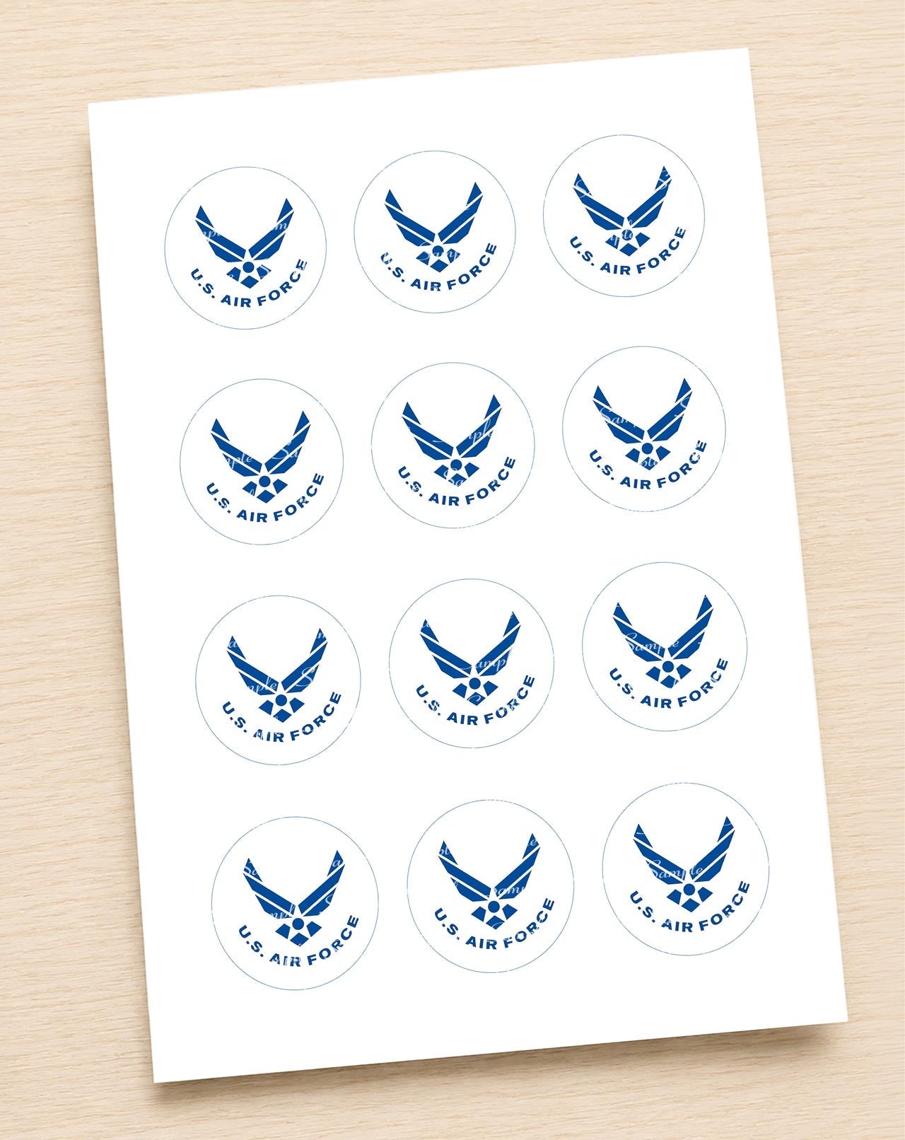 U.S. Air Force Logo Edible Cupcake Toppers Icing Sheet or Wafer Paper