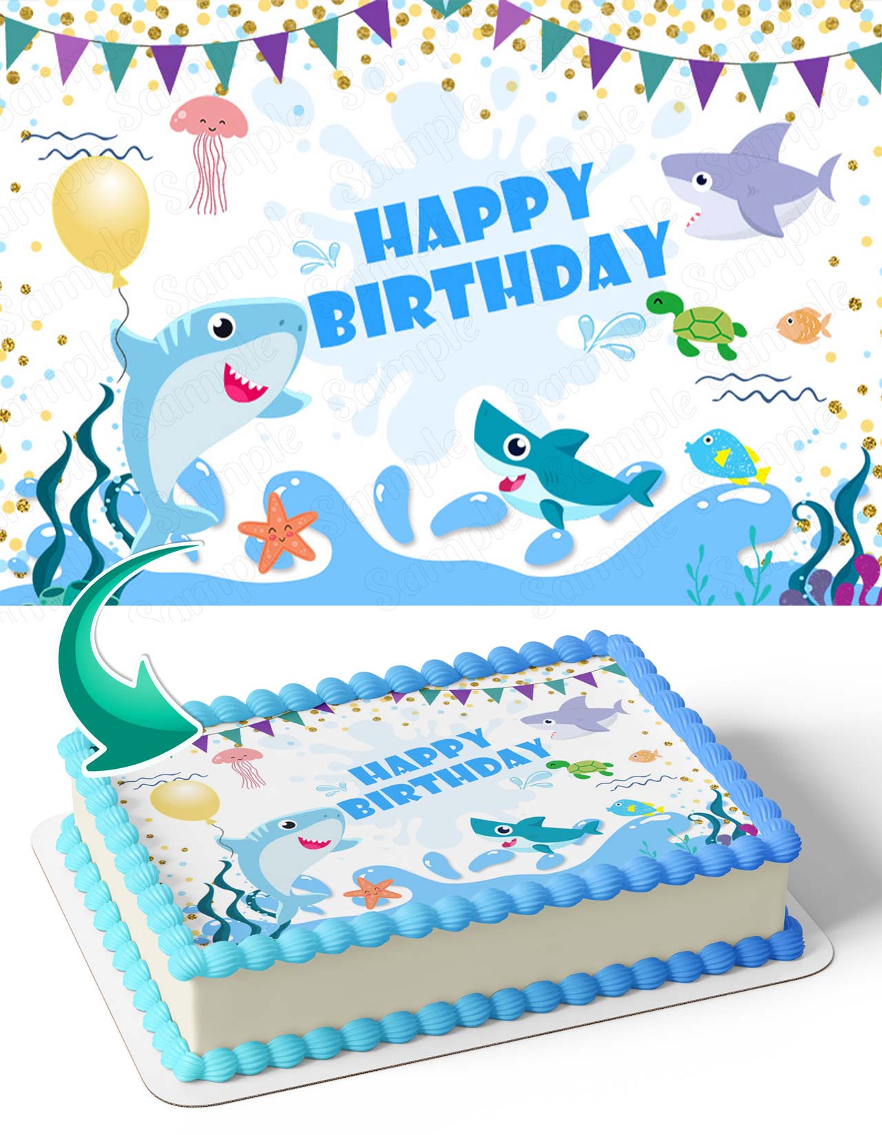 Under Sea Water Shark USS Edible Cake Topper