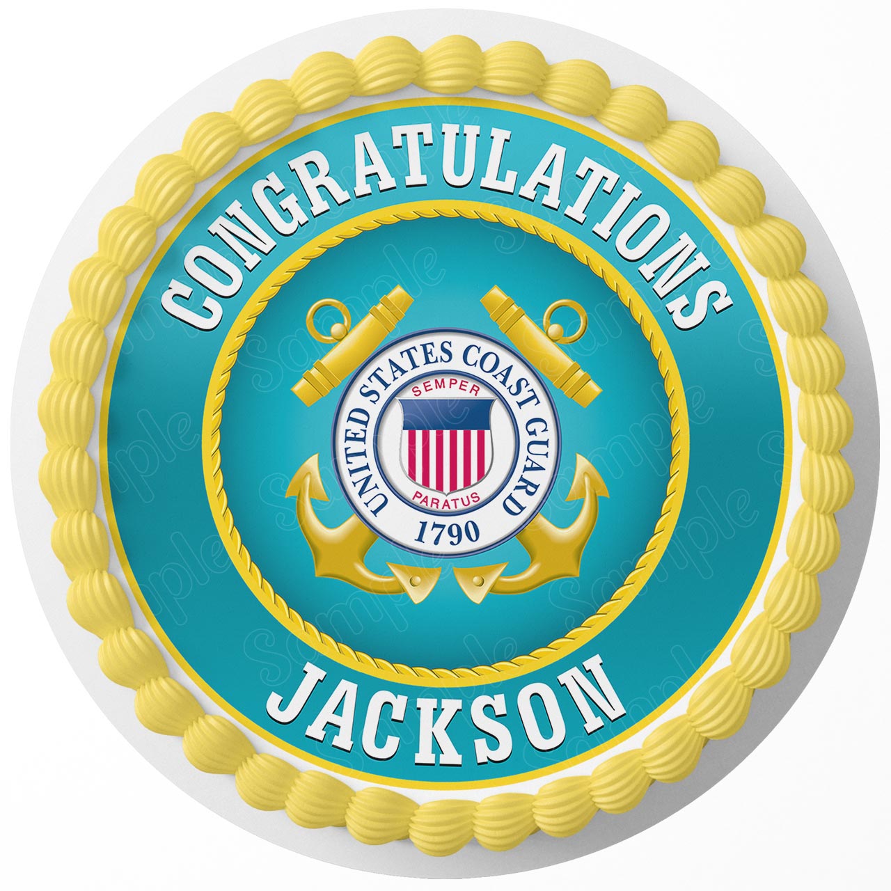 United States Coast Gua USCG Seal Round – Icing Sheet Birthday - Personalized Edible Cake Topper | Custom Icing Sheet | Birthday Cake Decoration