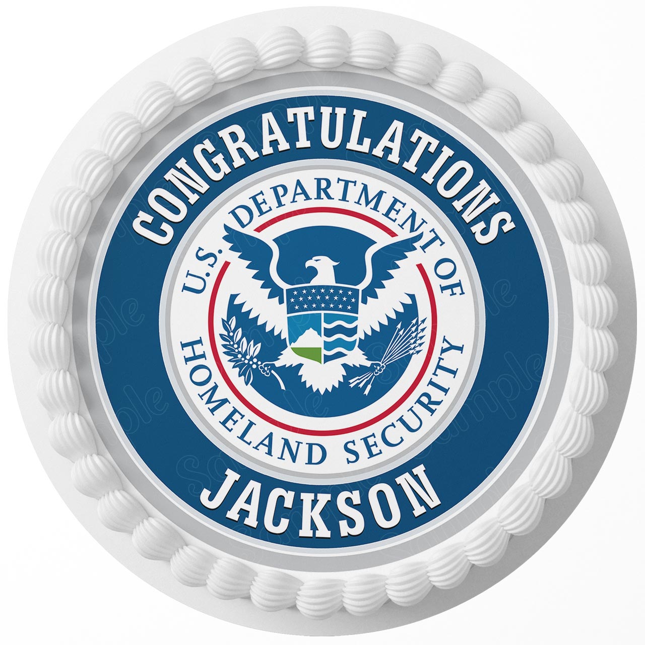 United States Department of Homeland Security DHS Round – Icing S - Personalized Edible Cake Topper | Custom Icing Sheet | Birthday Cake Decoration
