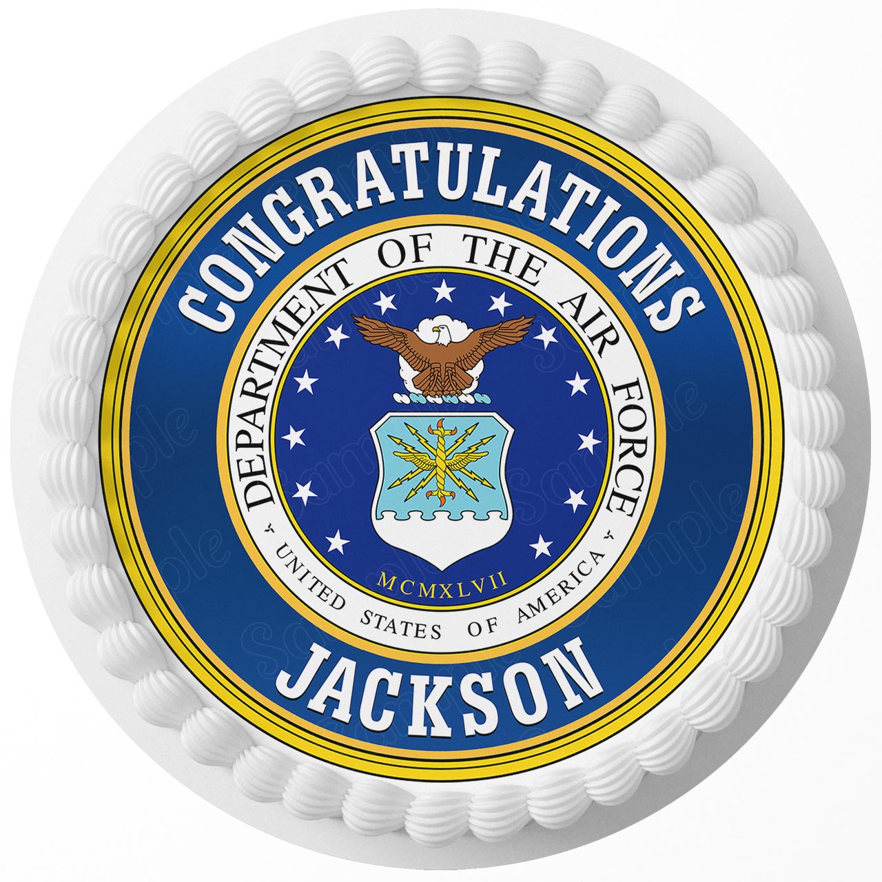 United States Department of the Air Force DAF Seal Round – Icing - Personalized Edible Cake Topper | Custom Icing Sheet | Birthday Cake Decoration