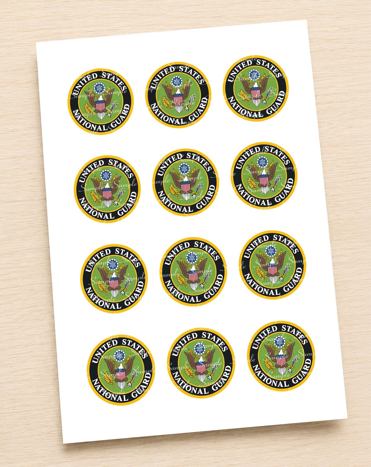 United States National Guard Edible Cupcake Toppers Icing Sheet or Wafer Paper