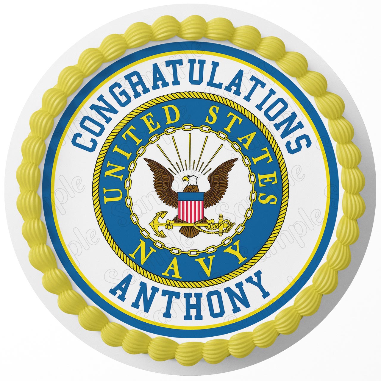 United States Navy Round – Icing Sheet Birthday - Personalized Edible Cake Topper | Custom Icing Sheet | Birthday Cake Decoration