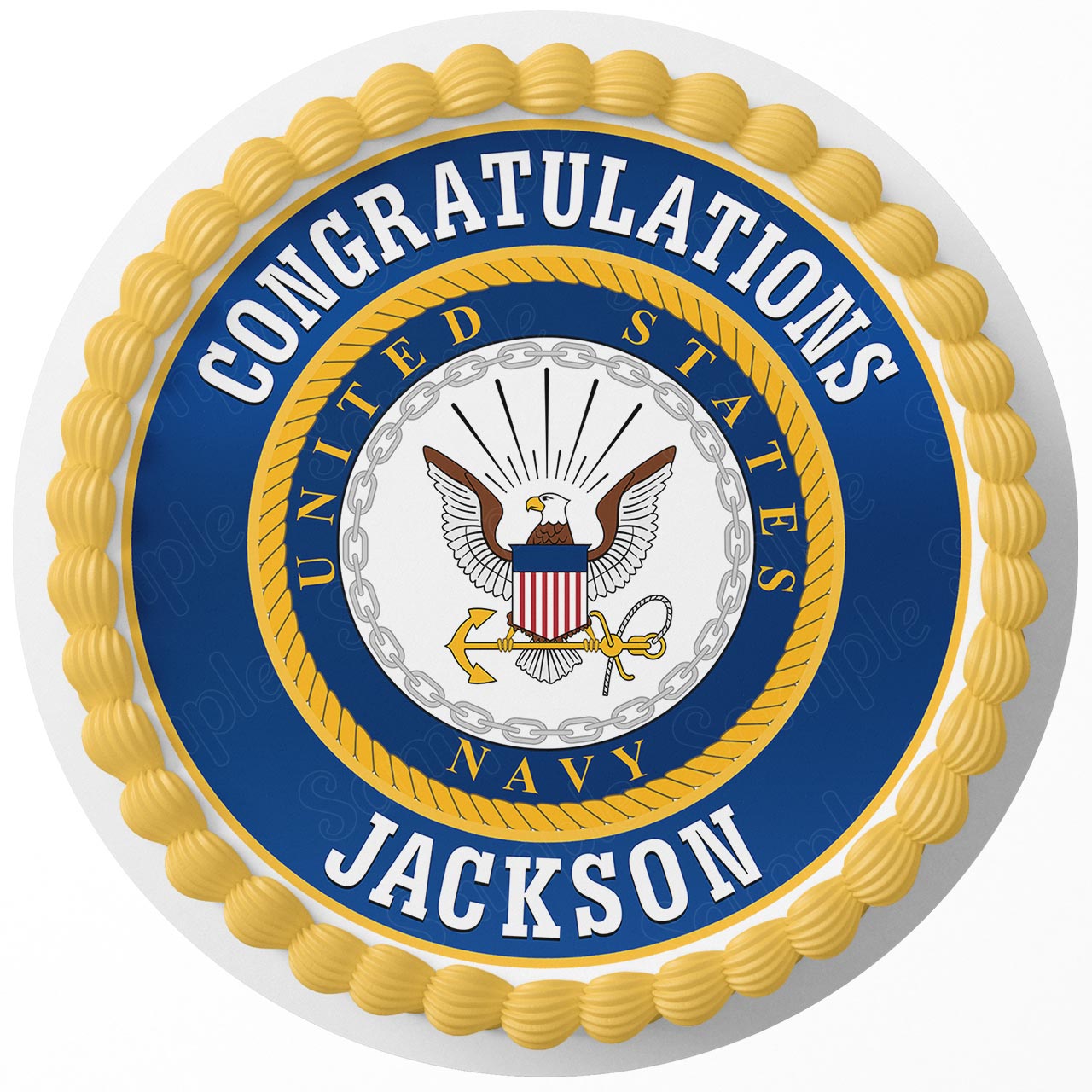 United States Navy USN Seal Round – Icing Sheet Birthday - Personalized Edible Cake Topper | Custom Icing Sheet | Birthday Cake Decoration
