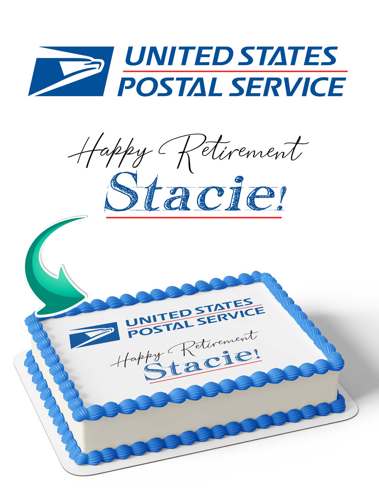 United States Postal Service USPS Happy Retirement Edible Cake Topper