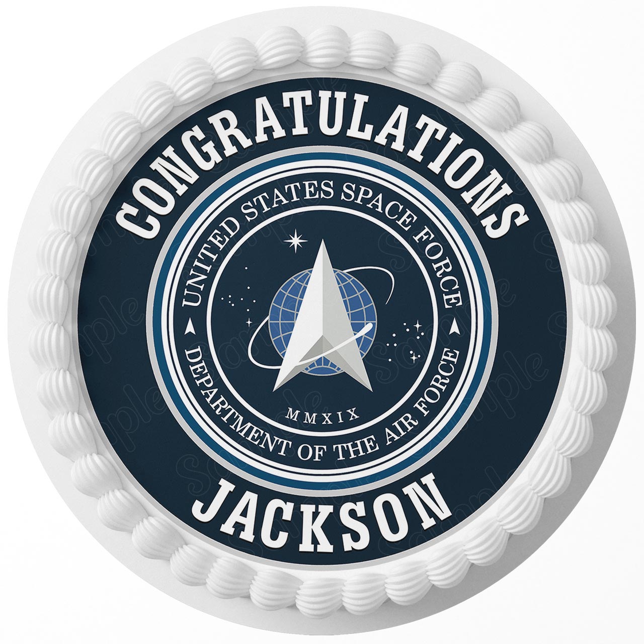 United States Space Force USSF Seal Round – Icing Sheet Birthday - Personalized Edible Cake Topper | Custom Icing Sheet | Birthday Cake Decoration