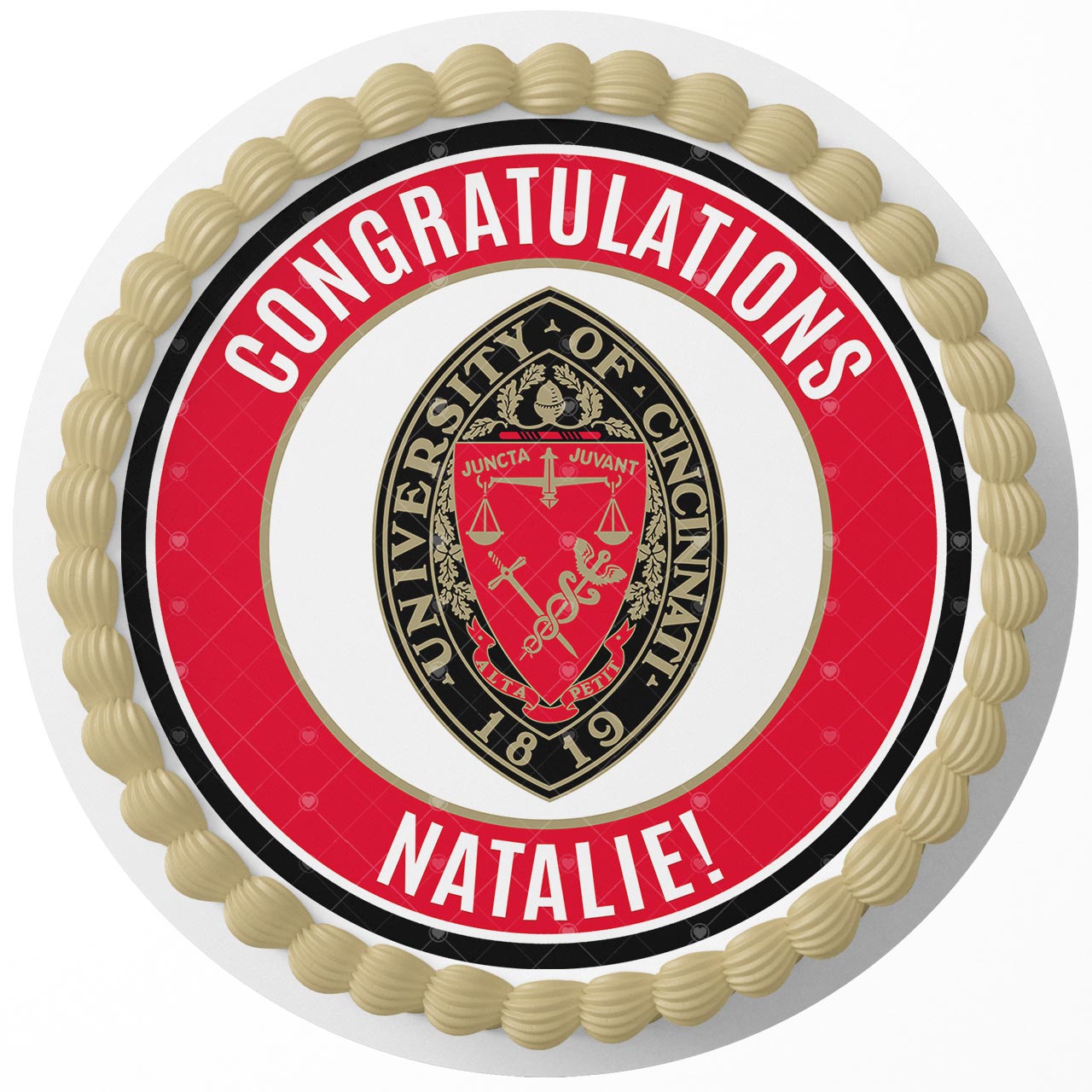 University of Cincinnati Round – Icing Sheet Birthday - Personalized Edible Cake Topper | Custom Icing Sheet | Birthday Cake Decoration