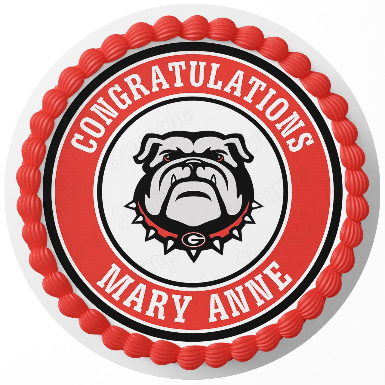 University of Georgia Athletics Georgia Bulldogs Round – Icing Sh - Personalized Edible Cake Topper | Custom Icing Sheet | Birthday Cake Decoration