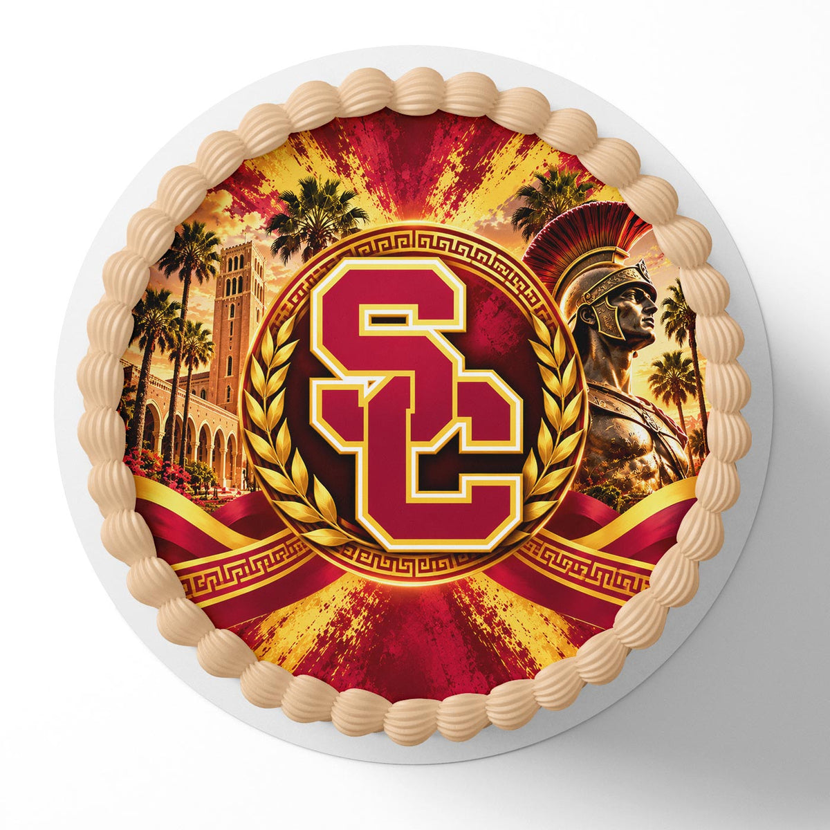 USC Trojans Sunset Crest Edible Cake Topper Decoration | Photo Cake Image | Custom Edible Cake Topper