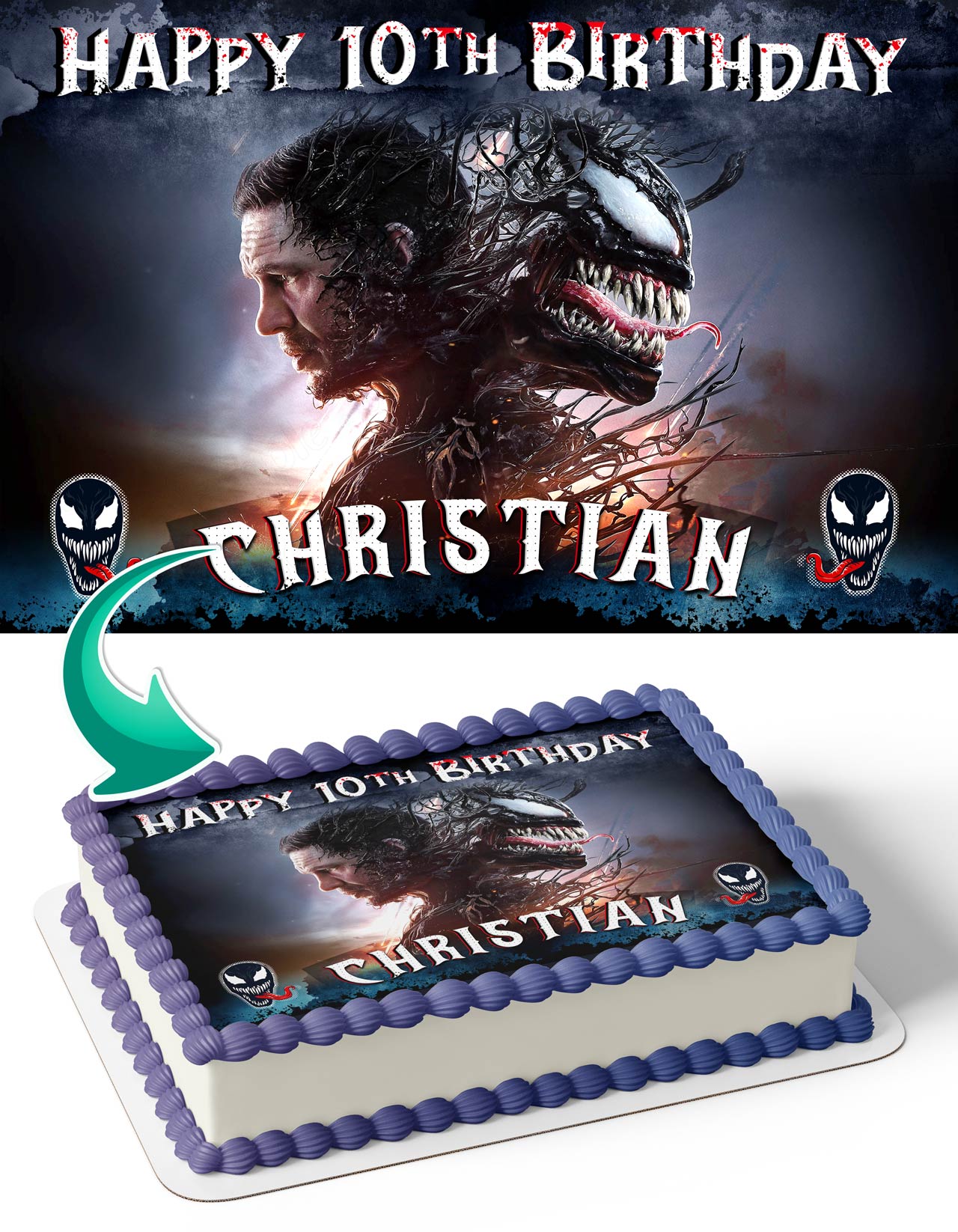 Venom The Last Dance Themed Edible Cake Topper