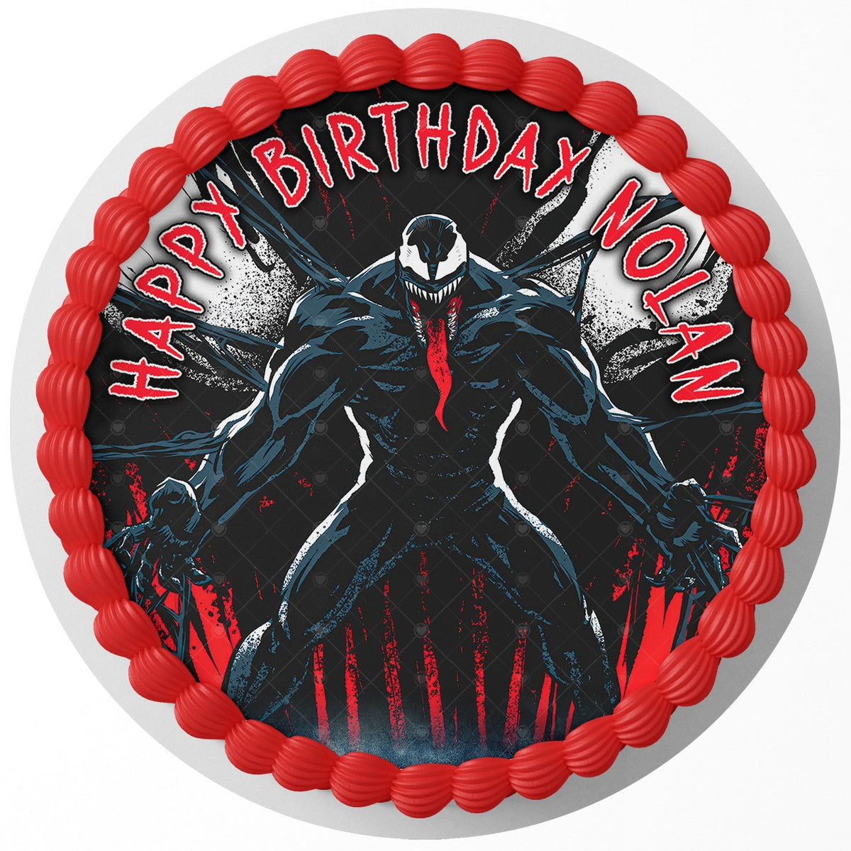 Venom Eddie Brock Edible Cake Topper Round Personalized Edible Cake Topper | Custom Icing Sheet | Birthday Cake Decoration