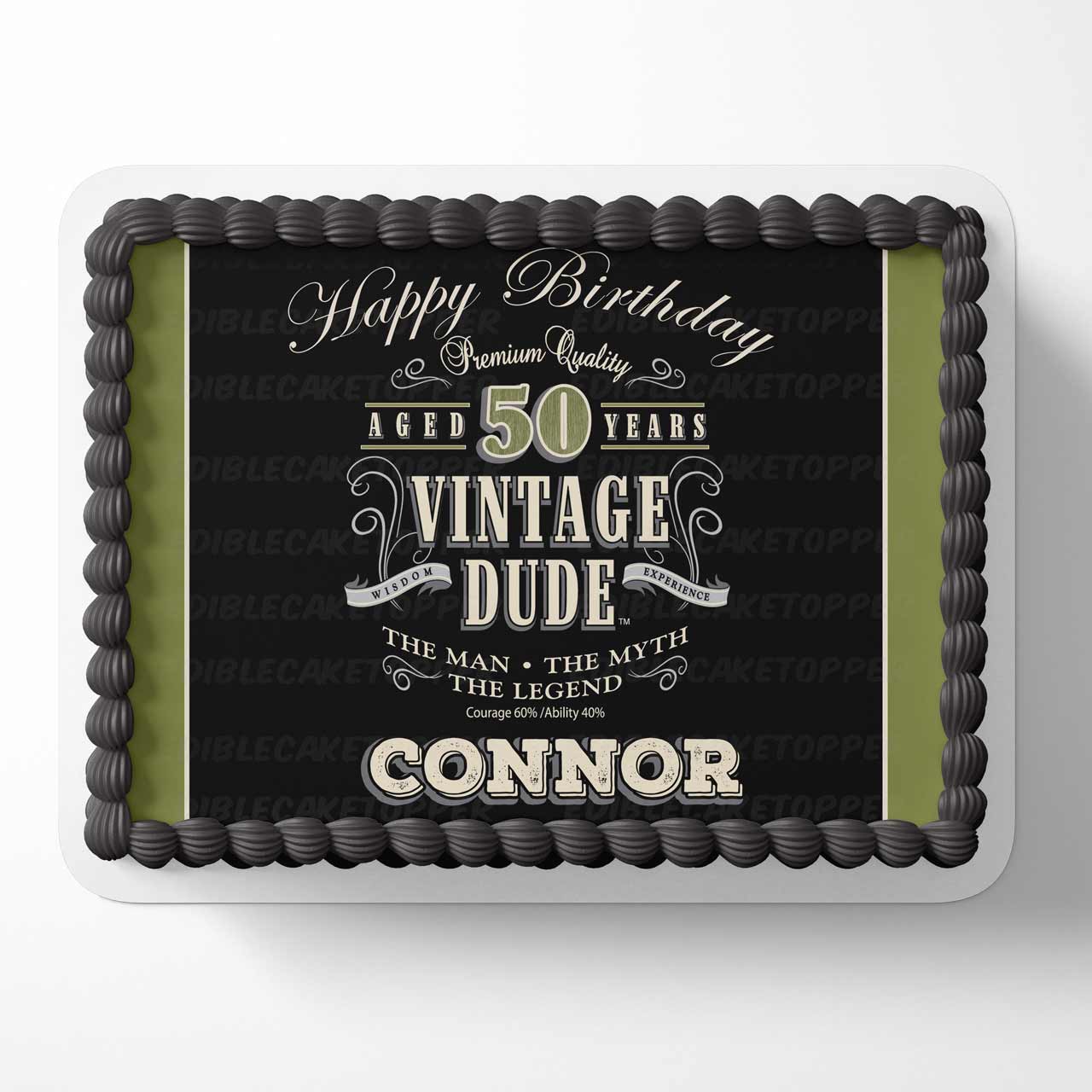 Vintage Dude Perfection Aged Edible Cake Topper