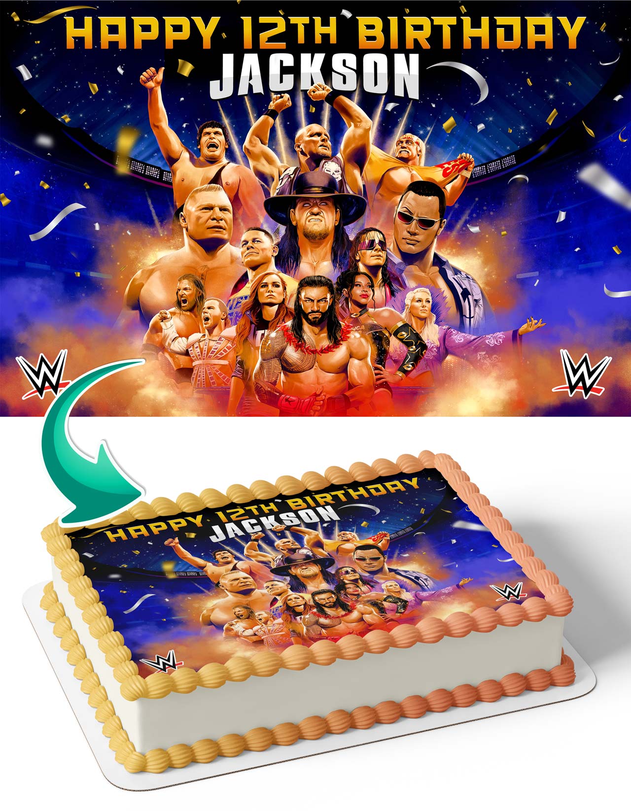 Wrestler W F Edible Cake Topper