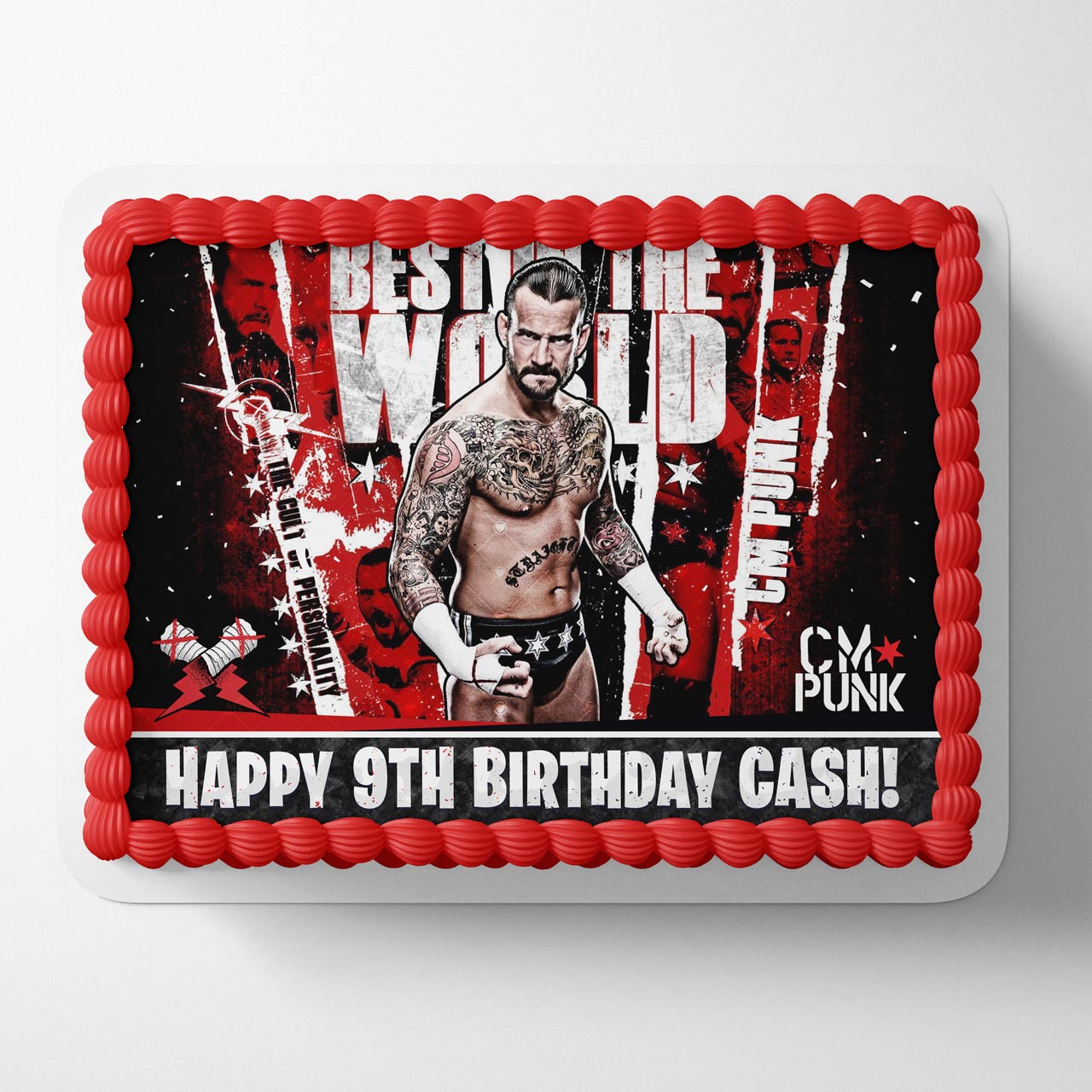 Wrestler W Raw CM Punk Edible Cake Topper