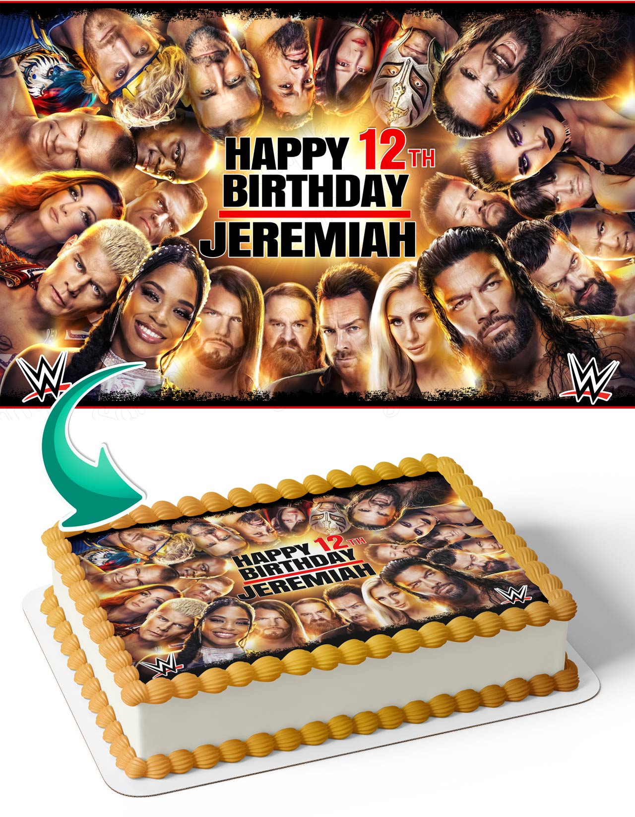 Wrestler W Royal Rumble Themed Edible Cake Topper
