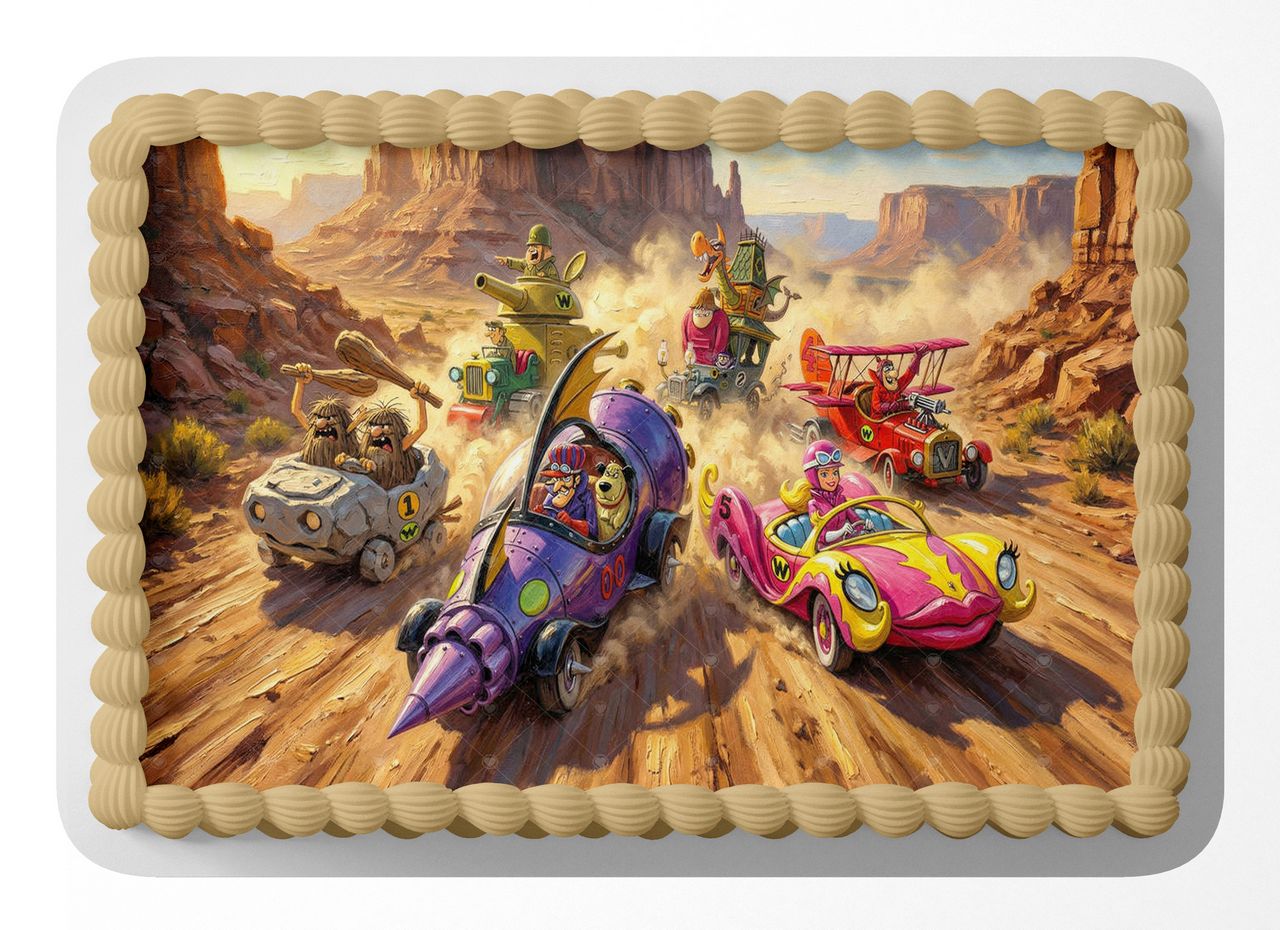 Wacky Races Classic TV Cartoon edible cake topper