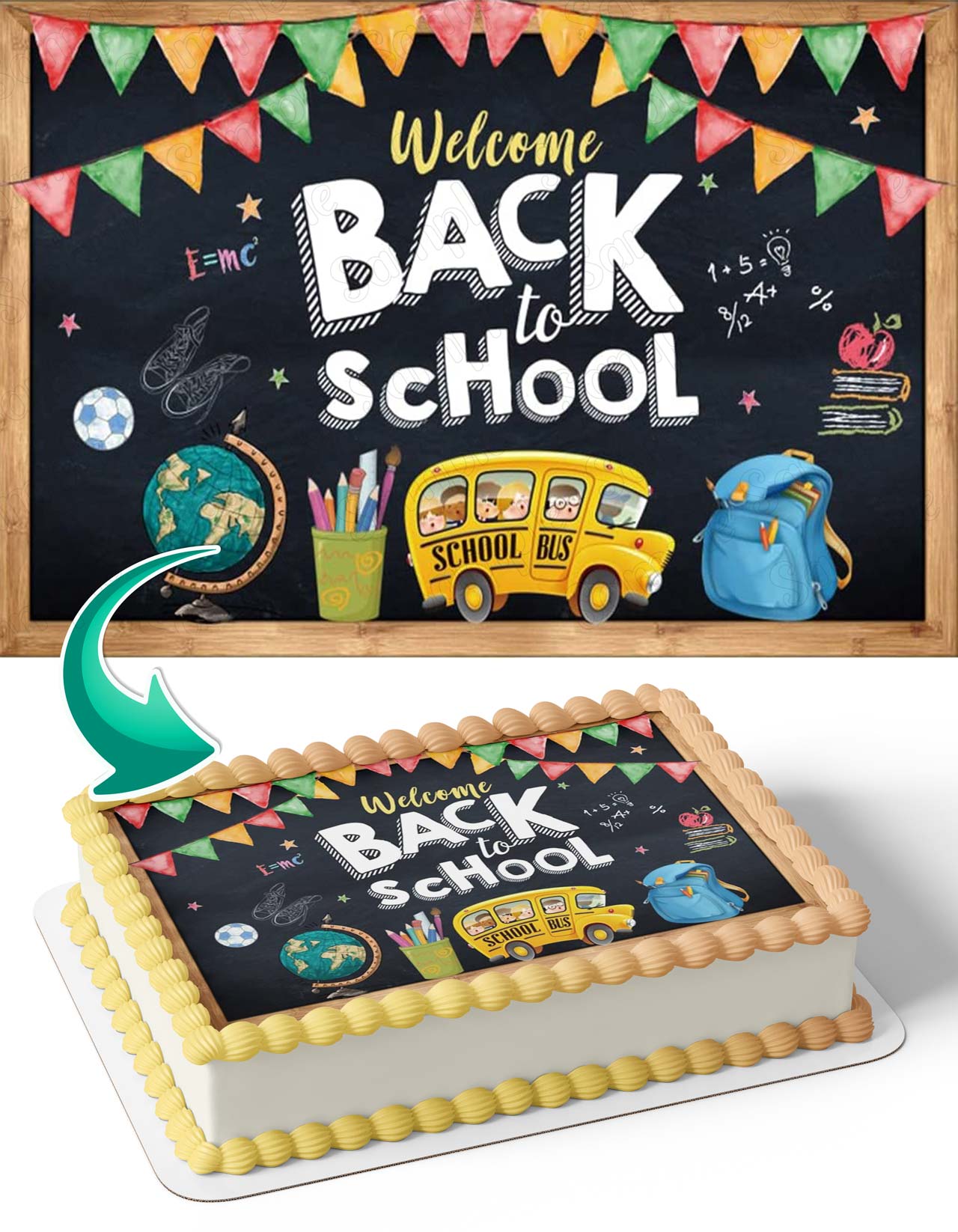 Welcome Back To School Bus Edible Cake Topper