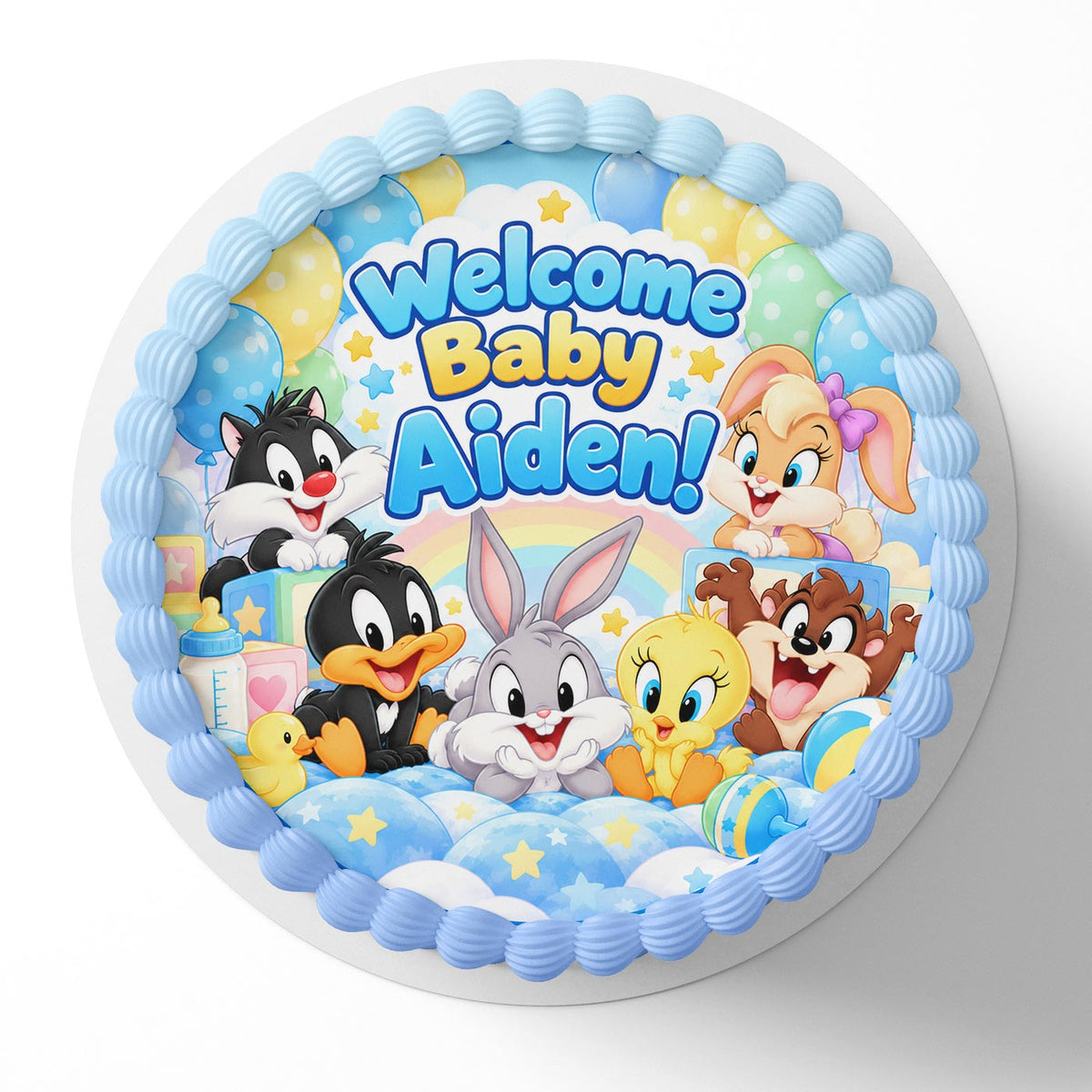 Baby Toons Welcome Baby Edible Cake Topper | Birthday Cake Decoration | Photo Cake Image | Custom Edible Cake Topper