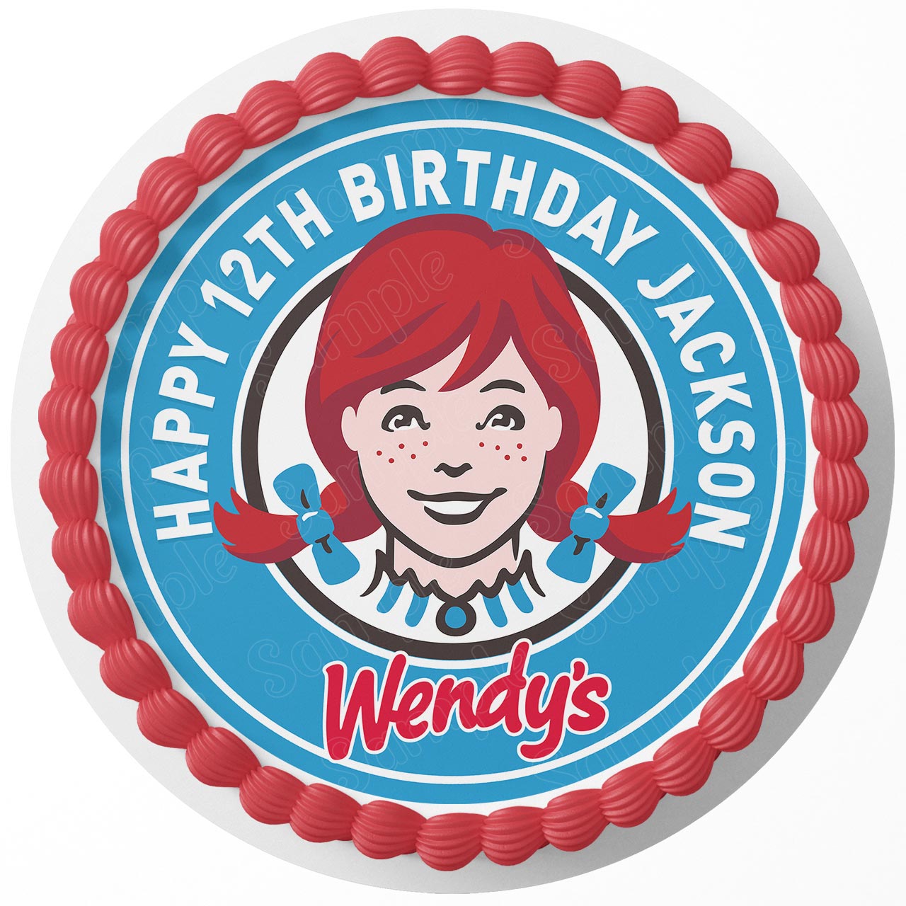Wendys Round – Icing Sheet Birthday - Personalized Edible Cake Topper | Custom Icing Sheet | Birthday Cake Decoration | Photo Cake Image
