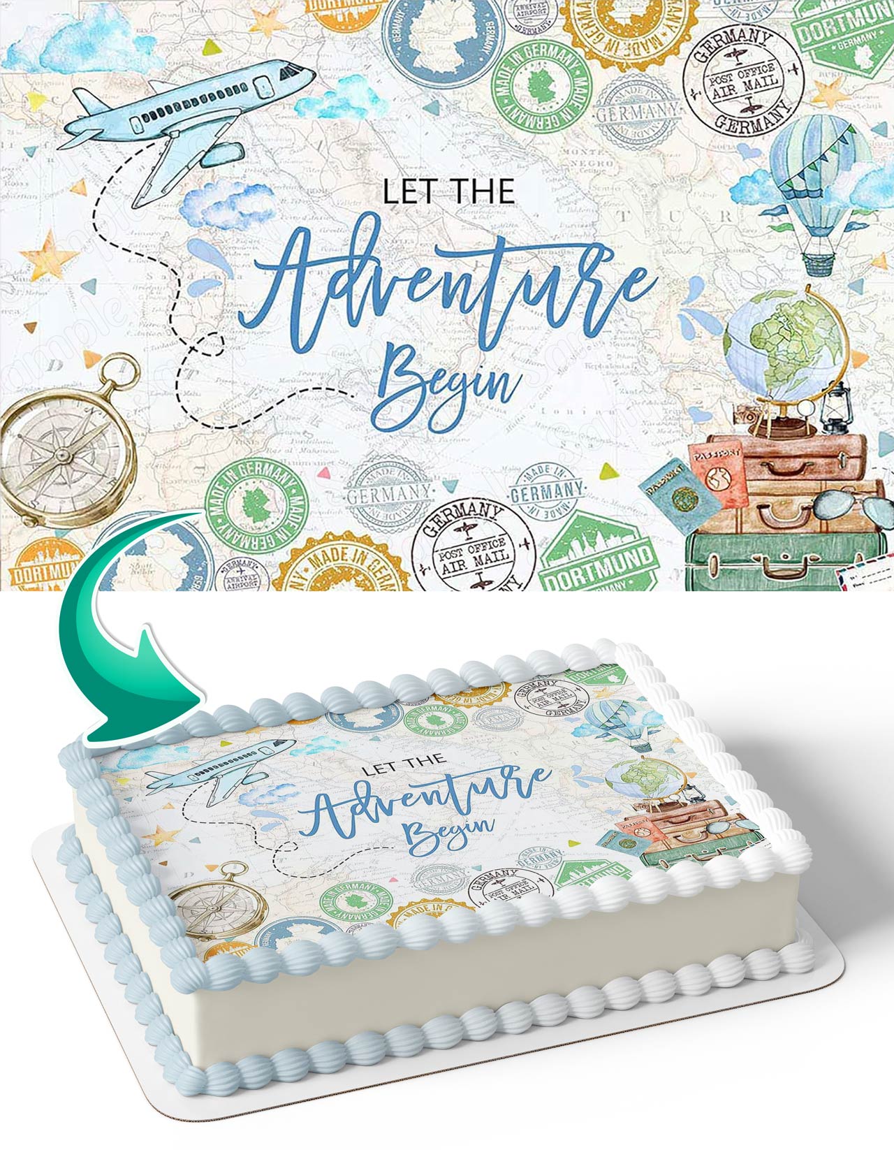 What a Onederful World Airplane World Map Travel Edible Cake Topper