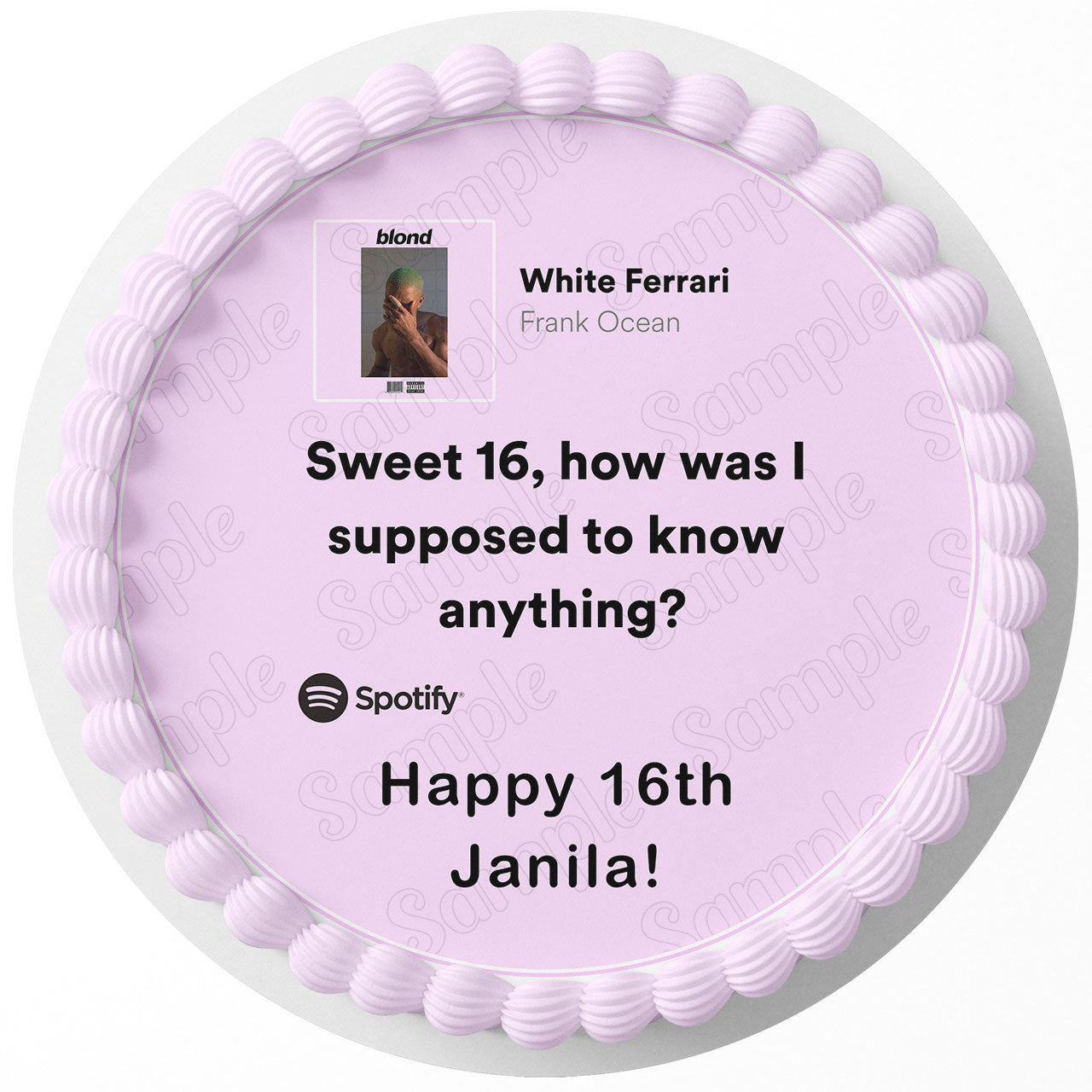 White Ferrari Sweet 16 How Was I Supposed t Know Anything FO Fran - Personalized Edible Cake Topper | Custom Icing Sheet | Birthday Cake Decoration