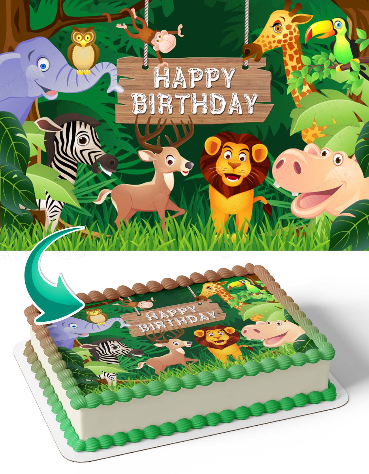Wild Jungle Animals WJA Edible Cake Topper
