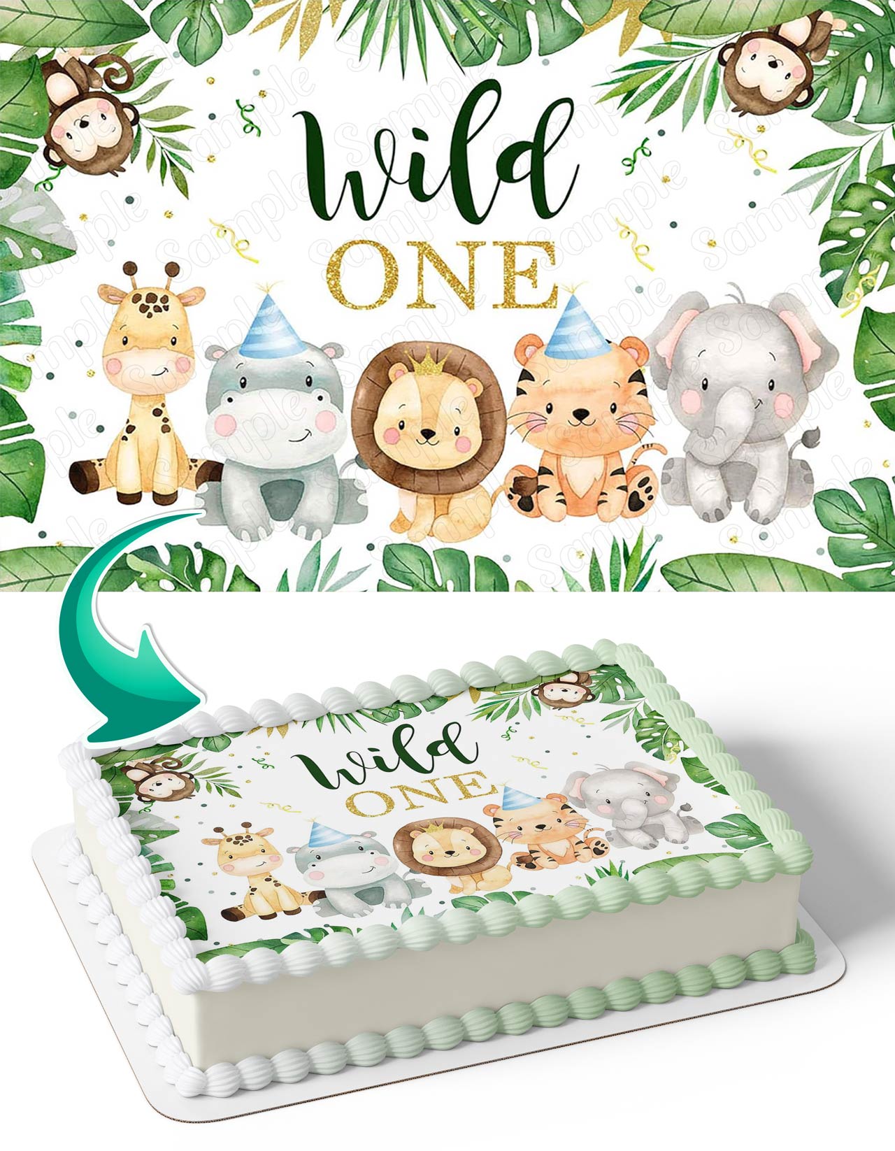 Wild One Safari Jungle WMJ Edible Cake Topper