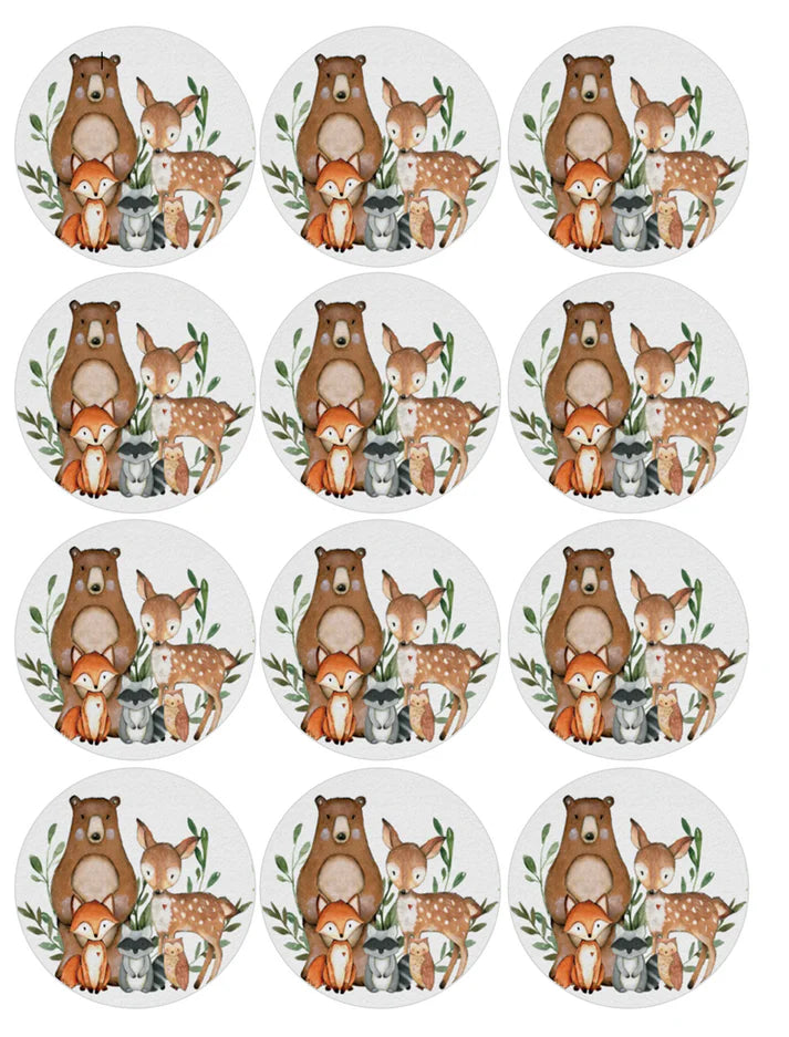 Woodland Animals Edible Cupcake Toppers Icing Sheet or Wafer Paper