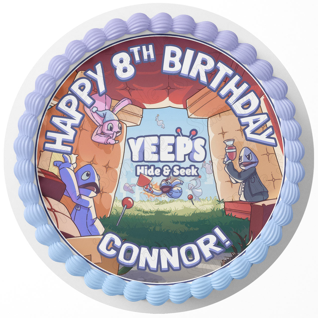 Yeeps Hide and Seek Round – Icing Sheet Birthday - Personalized Edible Cake Topper | Custom Icing Sheet | Birthday Cake Decoration