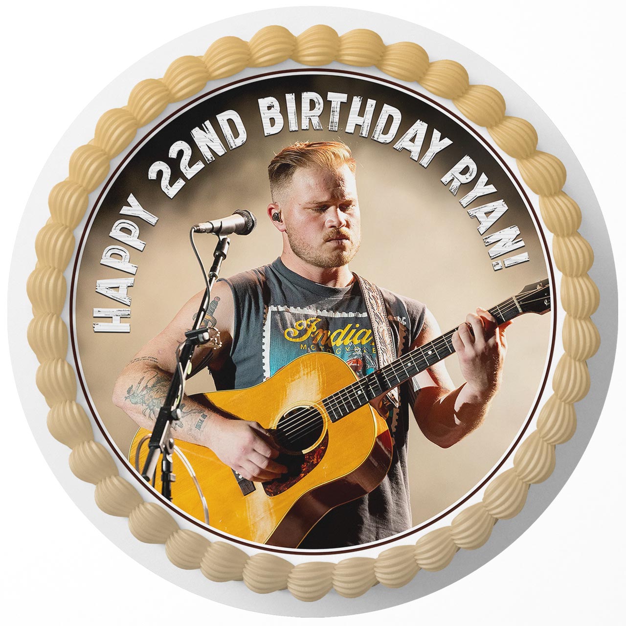Zach Bryan Country Music Round – Icing Sheet Birthday - Personalized Edible Cake Topper | Custom Icing Sheet | Birthday Cake Decoration