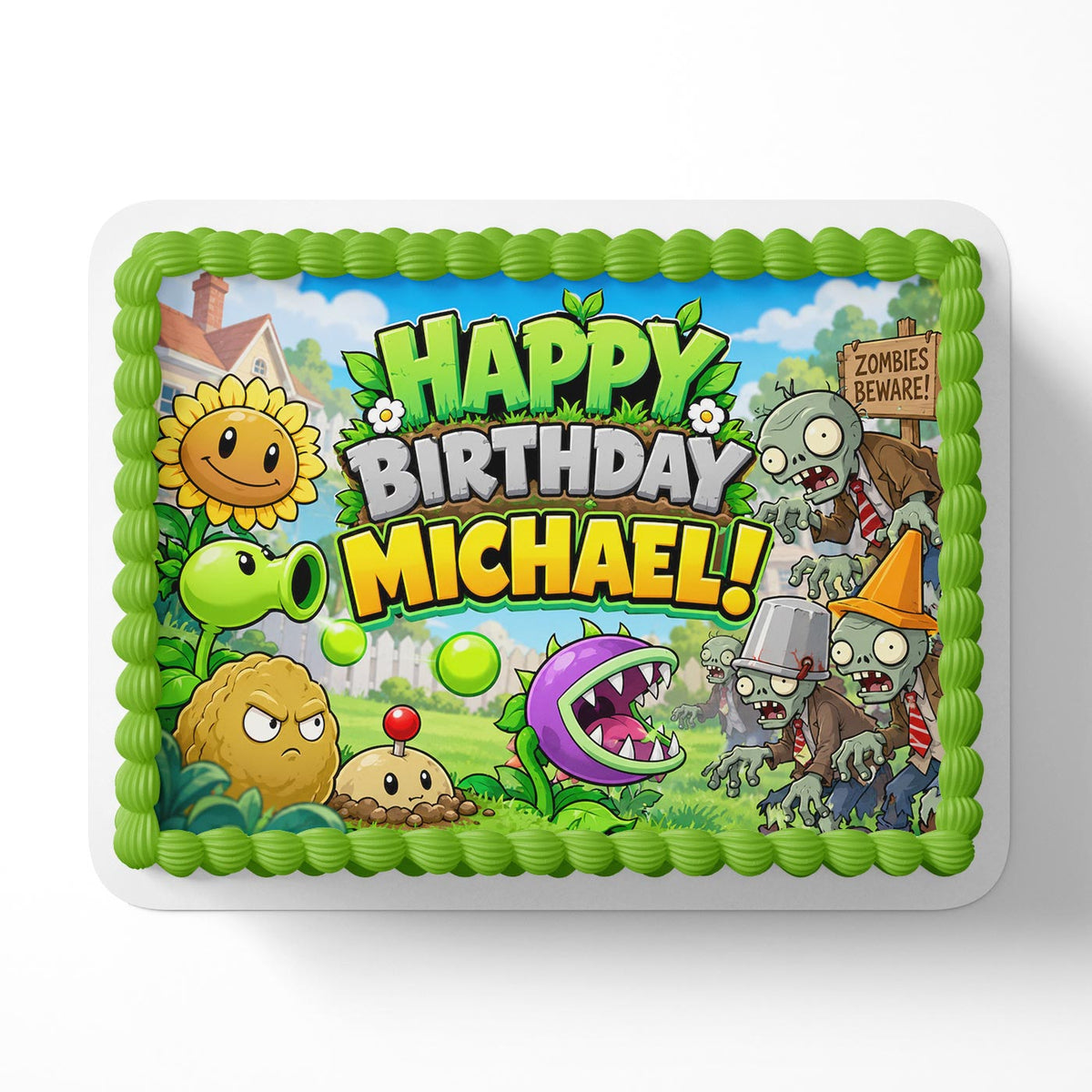 Plants vs Zombies Edible Cake Topper | Birthday Cake Decoration | Photo Cake Image | Custom Edible Cake Topper