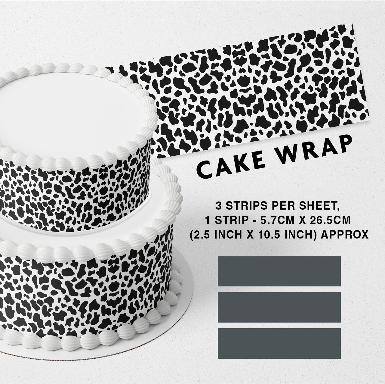 Cow Pattern Farm Kids Strips Edible Icing Printed Cake Wrap Strips Topper Ribbon Border image 0
