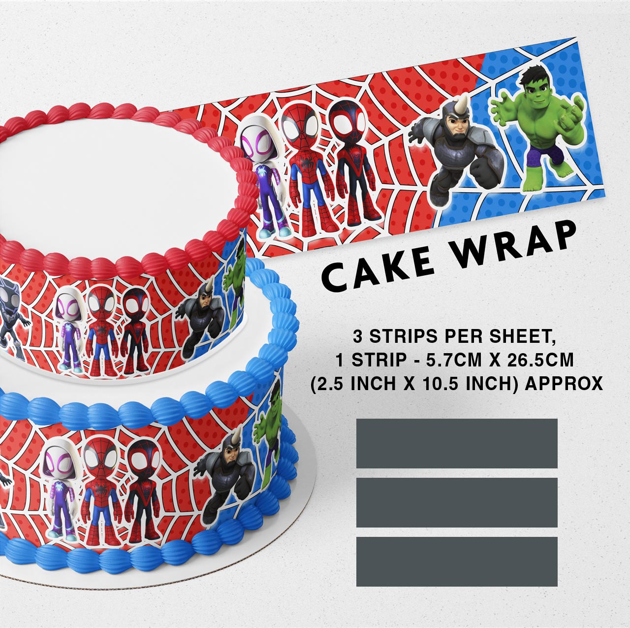 Spider Spidy Kids Strips Edible Icing Printed Cake Wrap Strips Topper Ribbon Border image 0