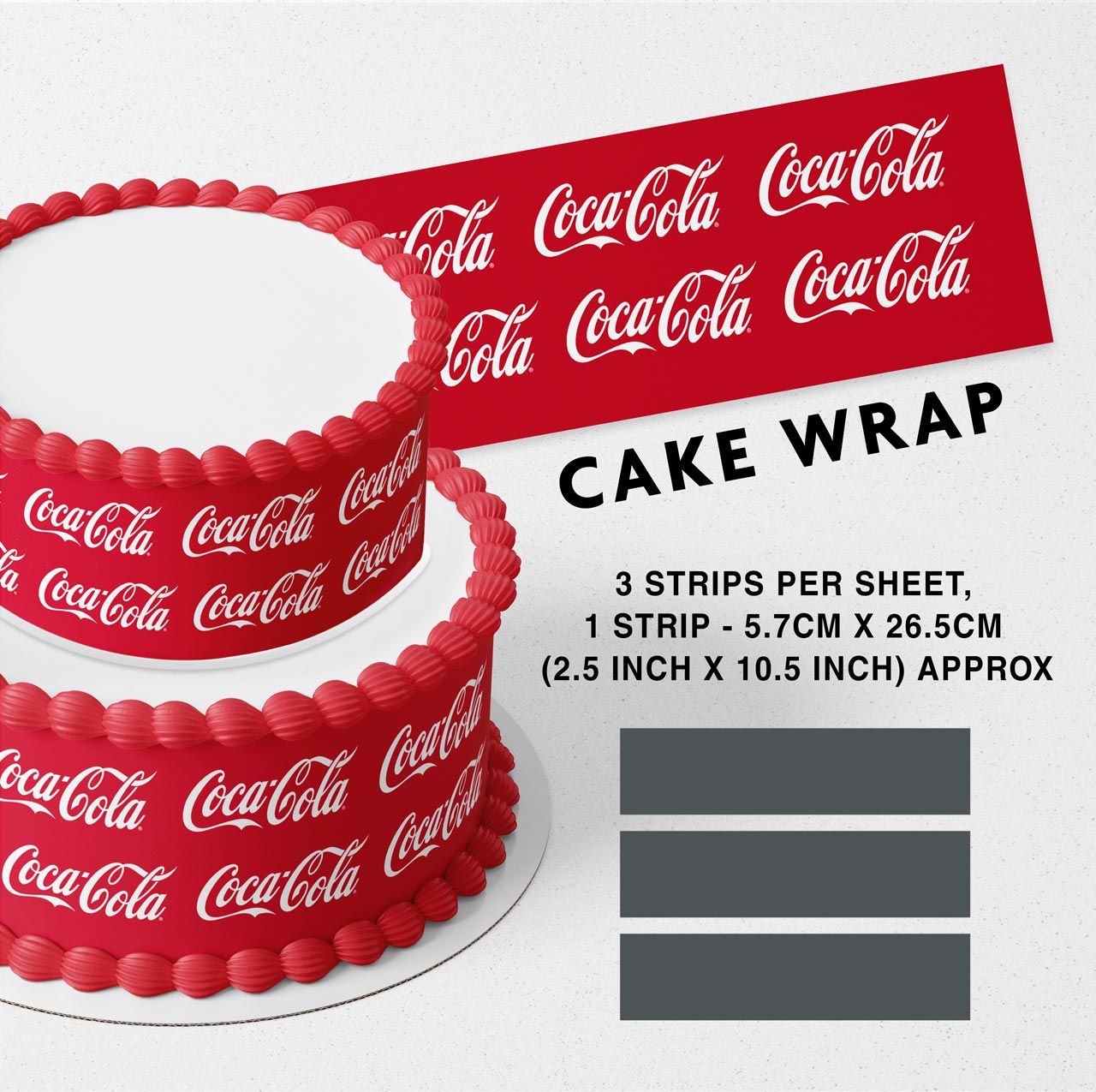 Cocacola Strips Edible Icing Printed Cake Wrap Strips Topper Ribbon Border image 0
