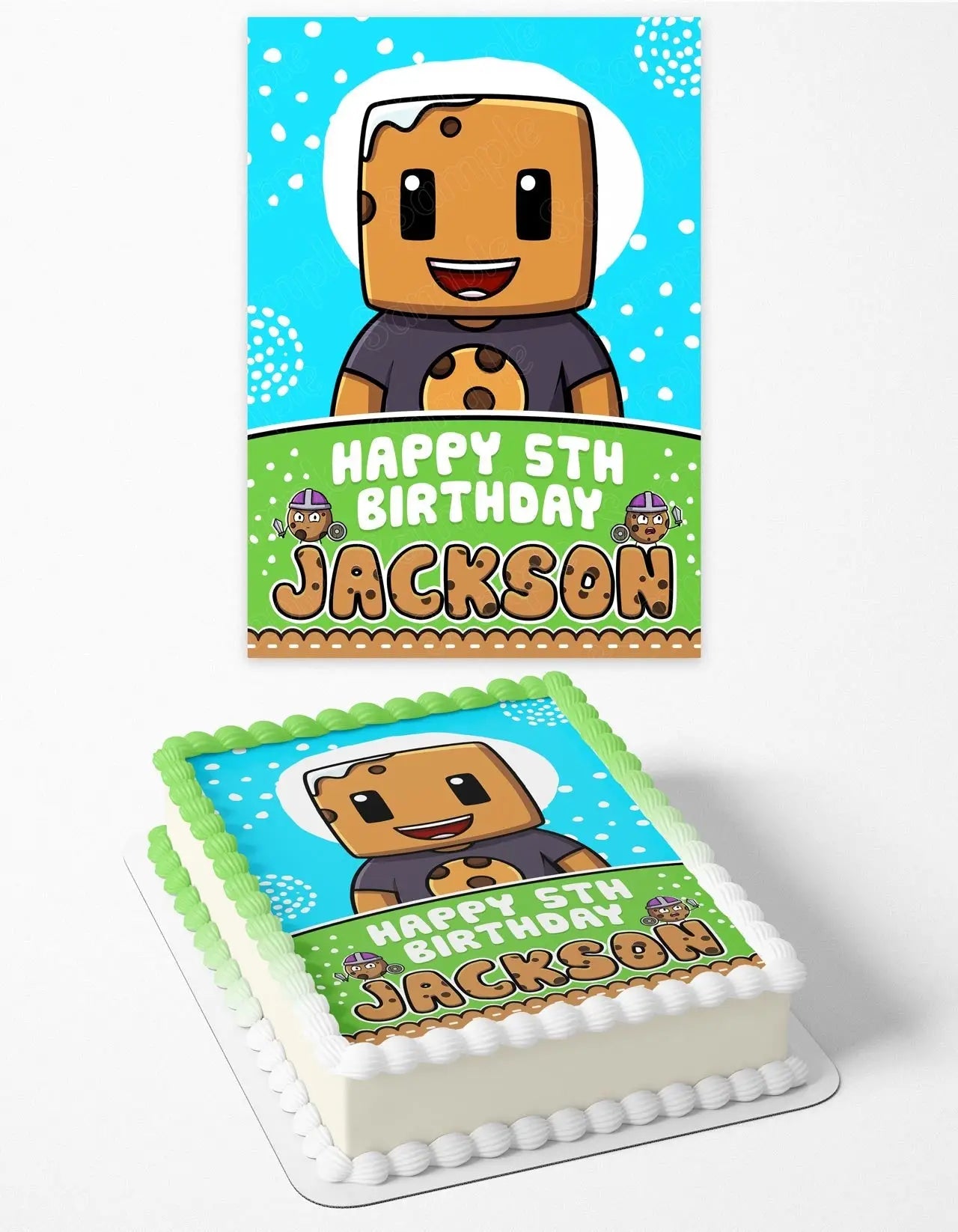 aCookieGod Mine Blocks Pixel Craft YouTuber Edible Cake Topper