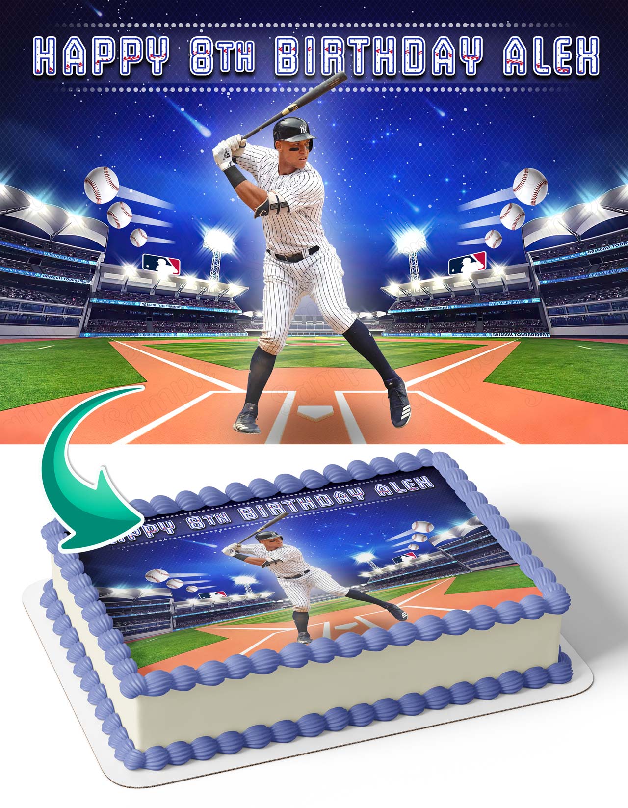 Aaron Judge Yankees NY Baseball Edible Cake Topper