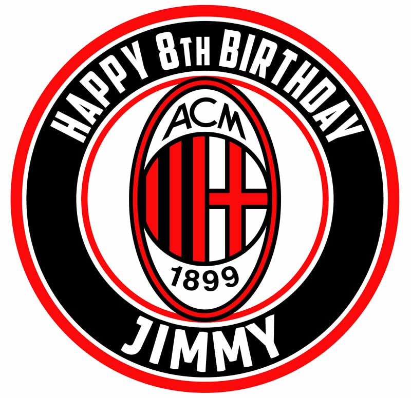 AC Milan Round – Icing Sheet Birthday - Personalized Edible Cake Topper | Custom Icing Sheet | Birthday Cake Decoration | Photo Cake Image