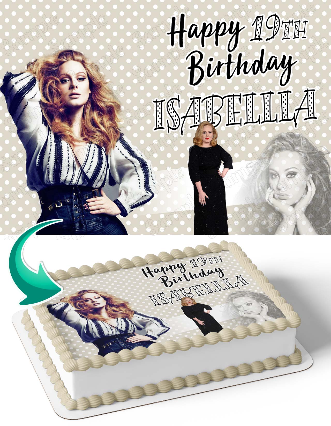 Adele Singer Artist Edible Cake Topper